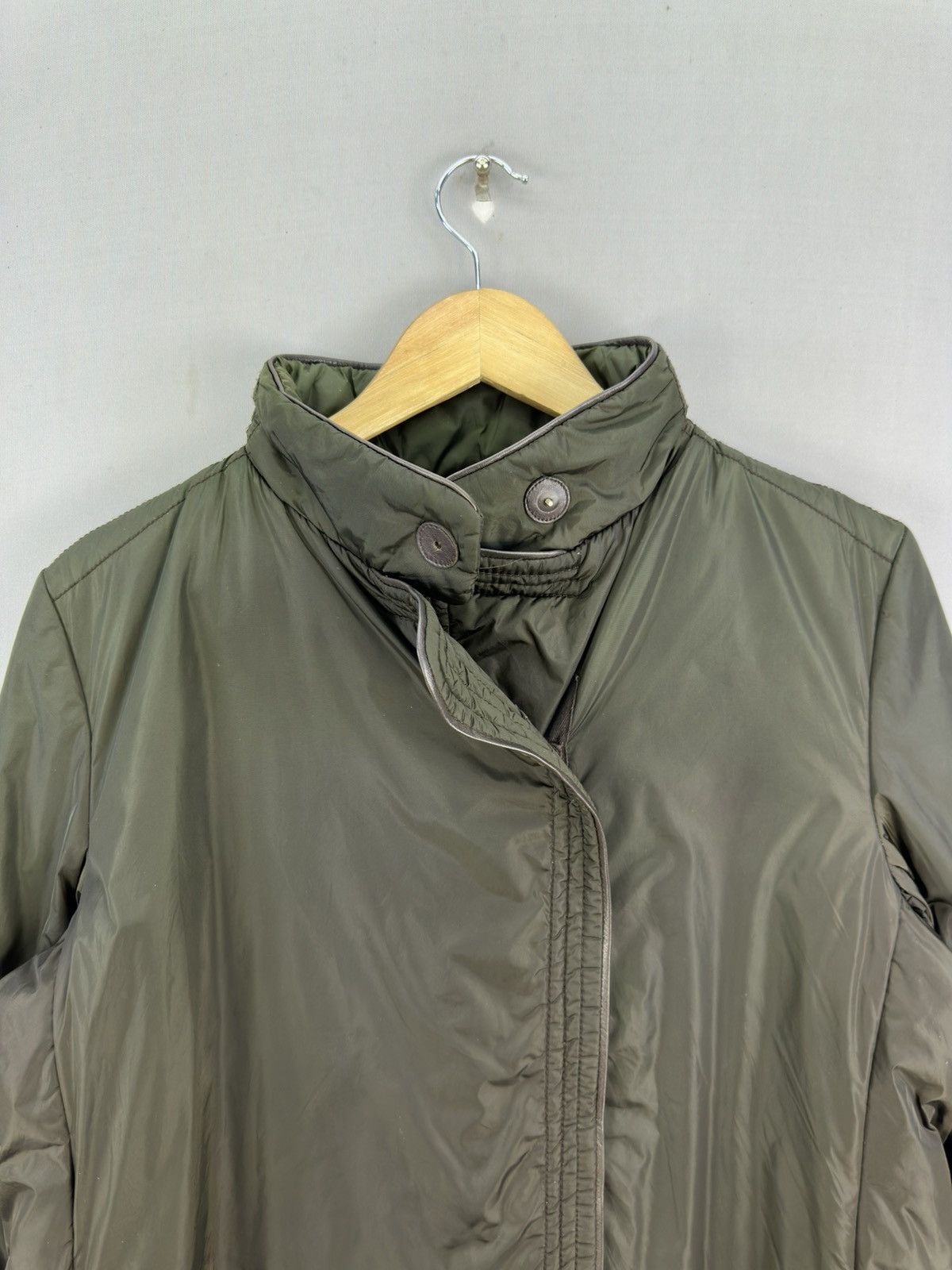 Japanese Brand Genny Olive Green Nylon Long Jacket Size L / US 10 / IT 46 - 7 Thumbnail