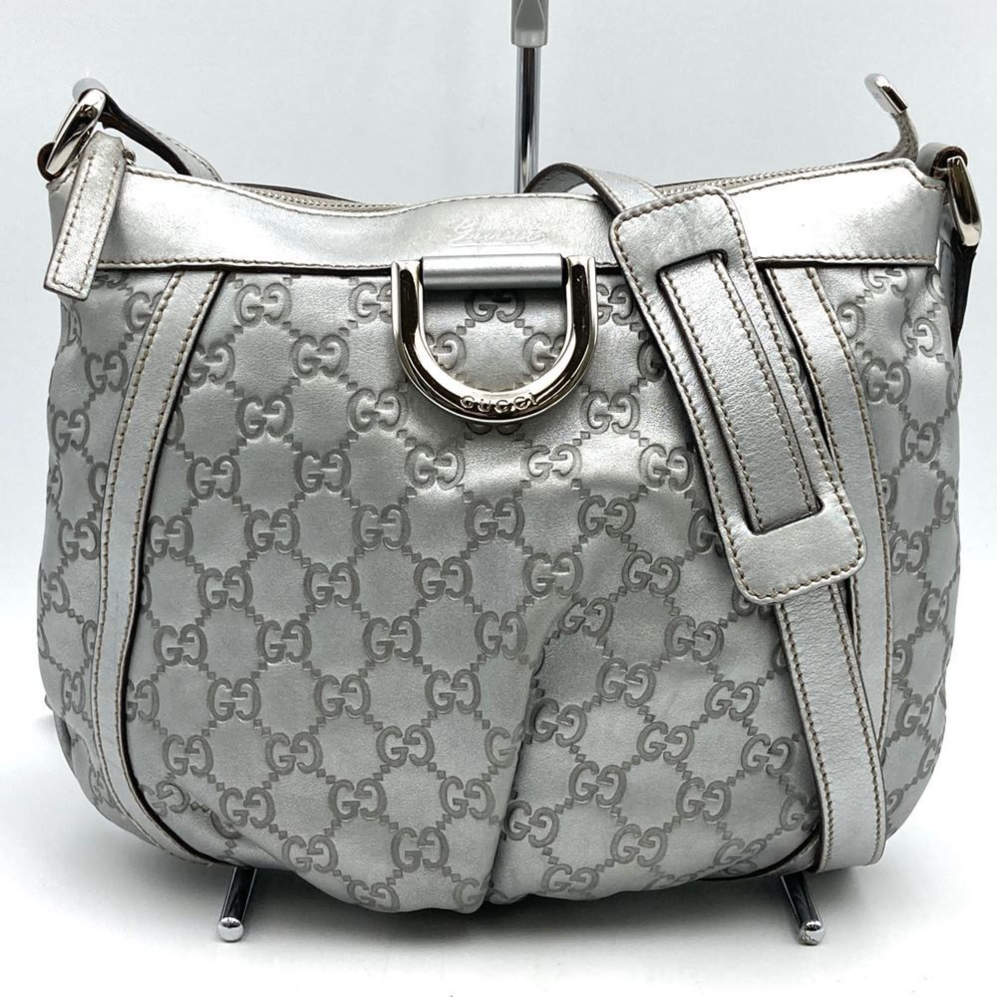 Gucci GUCCI 203257 Abby Shoulder Bag in Guccissima Leather, Silver, Women's Size ONE SIZE - 1 Thumbnail