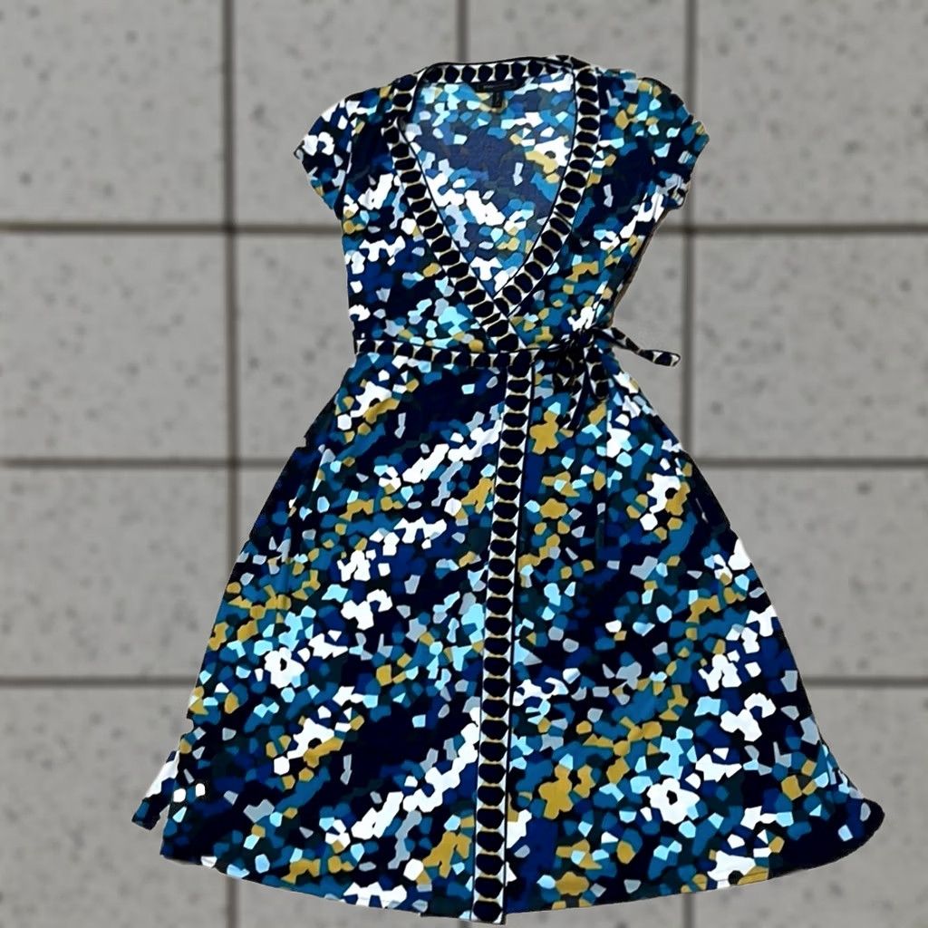 Bcbgmaxazria BCBGMAXAZRIA Wrap Dress Midi Women XXS Blue Floral Impressionist Fairy Festival Dress Size XXS / US 00 / IT 34 - 1 Thumbnail