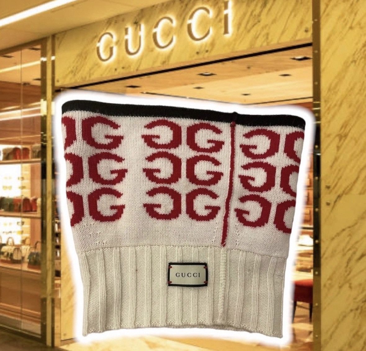 Gucci GuCCi Jacquard Mouth Opening 😲 Neck Warmer🧣 Size ONE SIZE - 4 Thumbnail