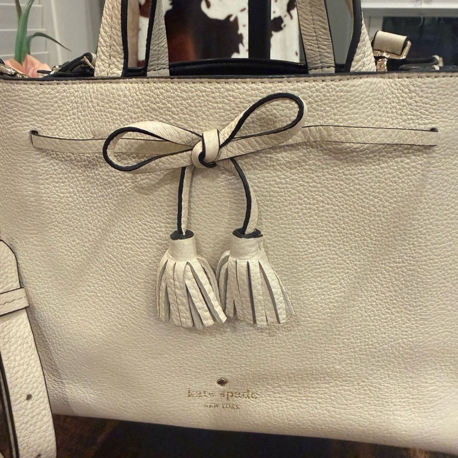 Kate Spade Kate Spade Cream Satchel with Tassels Size ONE SIZE - 3 Thumbnail