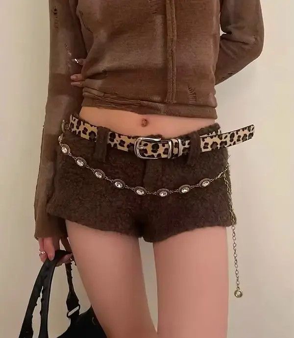 Japanese Brand Haruno x Aoki leopard cheetah print pu leather belt Size ONE SIZE - 4 Thumbnail