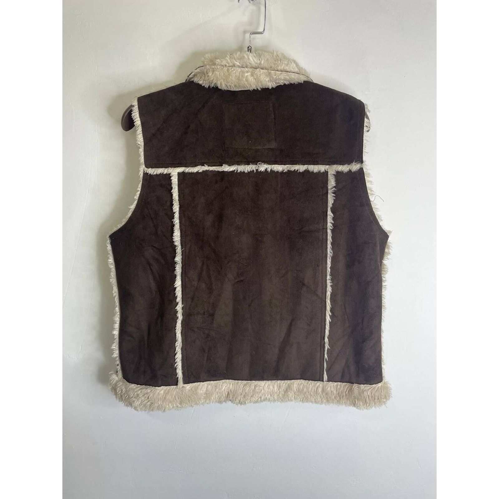 Japanese Brand Vintage Brown Faux Shearling Zip Vest Sherpa Lined Outerwear Size M / US 6-8 / IT 42-44 - 7 Thumbnail