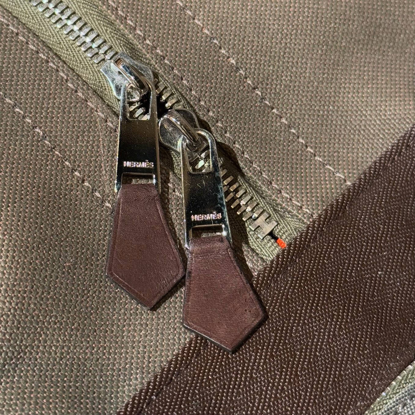 Hermes Hermès Green Brown Canvas 2way Dog Carrier Boston Bag Size ONE SIZE - 9 Thumbnail