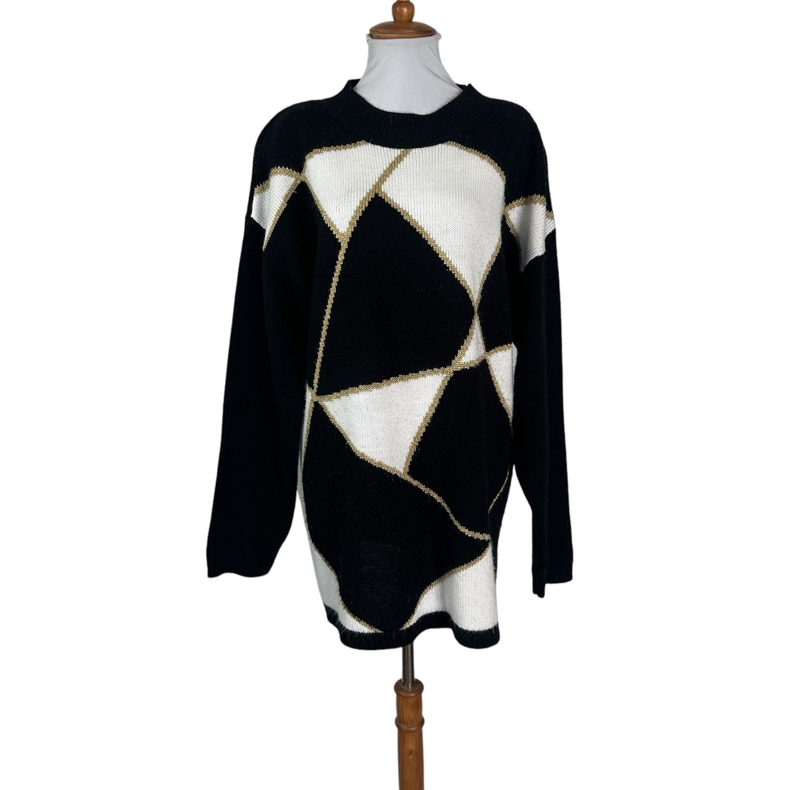 Vintage Vintage 1980s Black White Gold Geometric Sweater 18 XL Size US XL / EU 56 / 4 - 3 Thumbnail