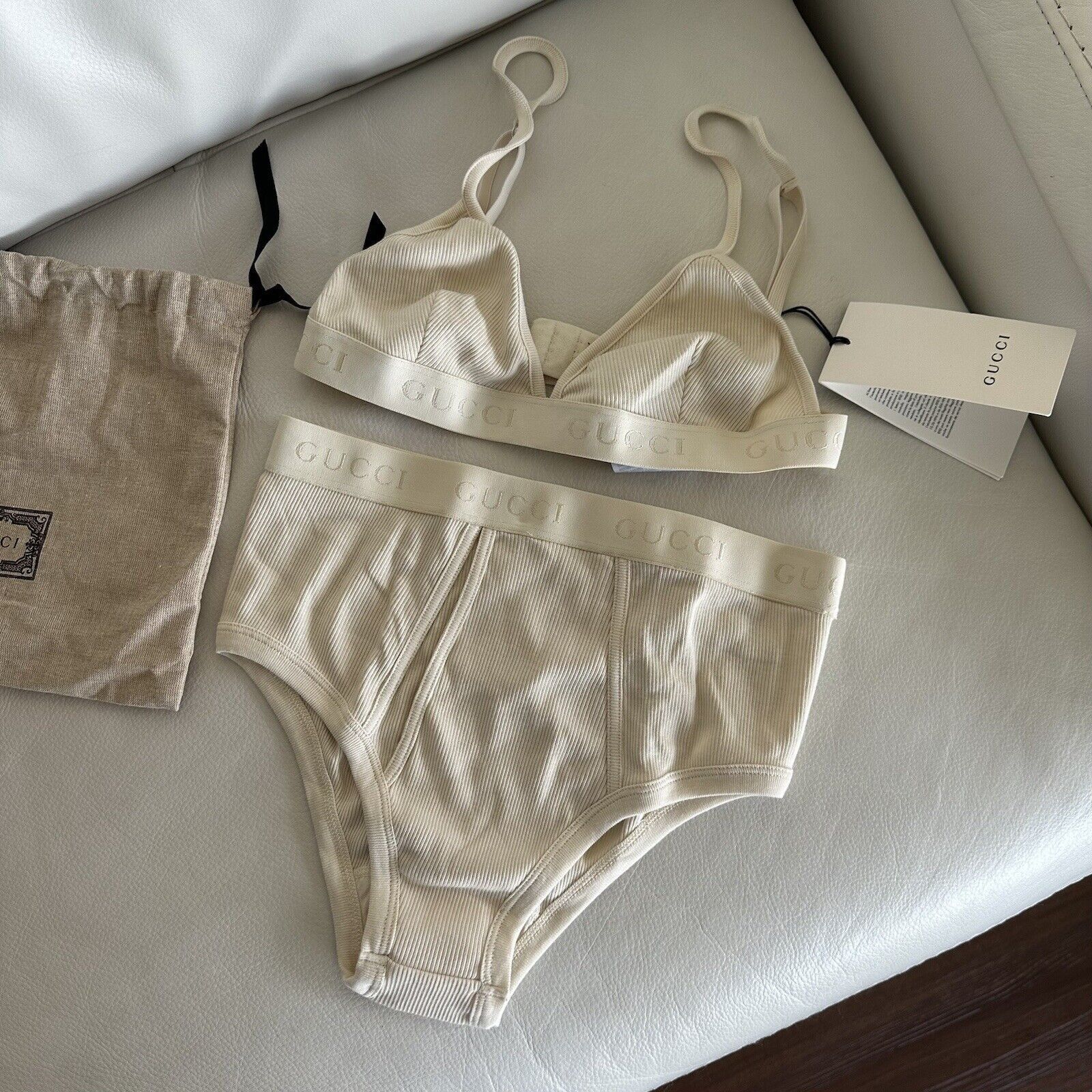 Gucci NWT GUCCI LINGERIE SET COTTON RIBBED BEIGE 100% Authentic Si Size M / US 6-8 / IT 42-44 - 1 Thumbnail