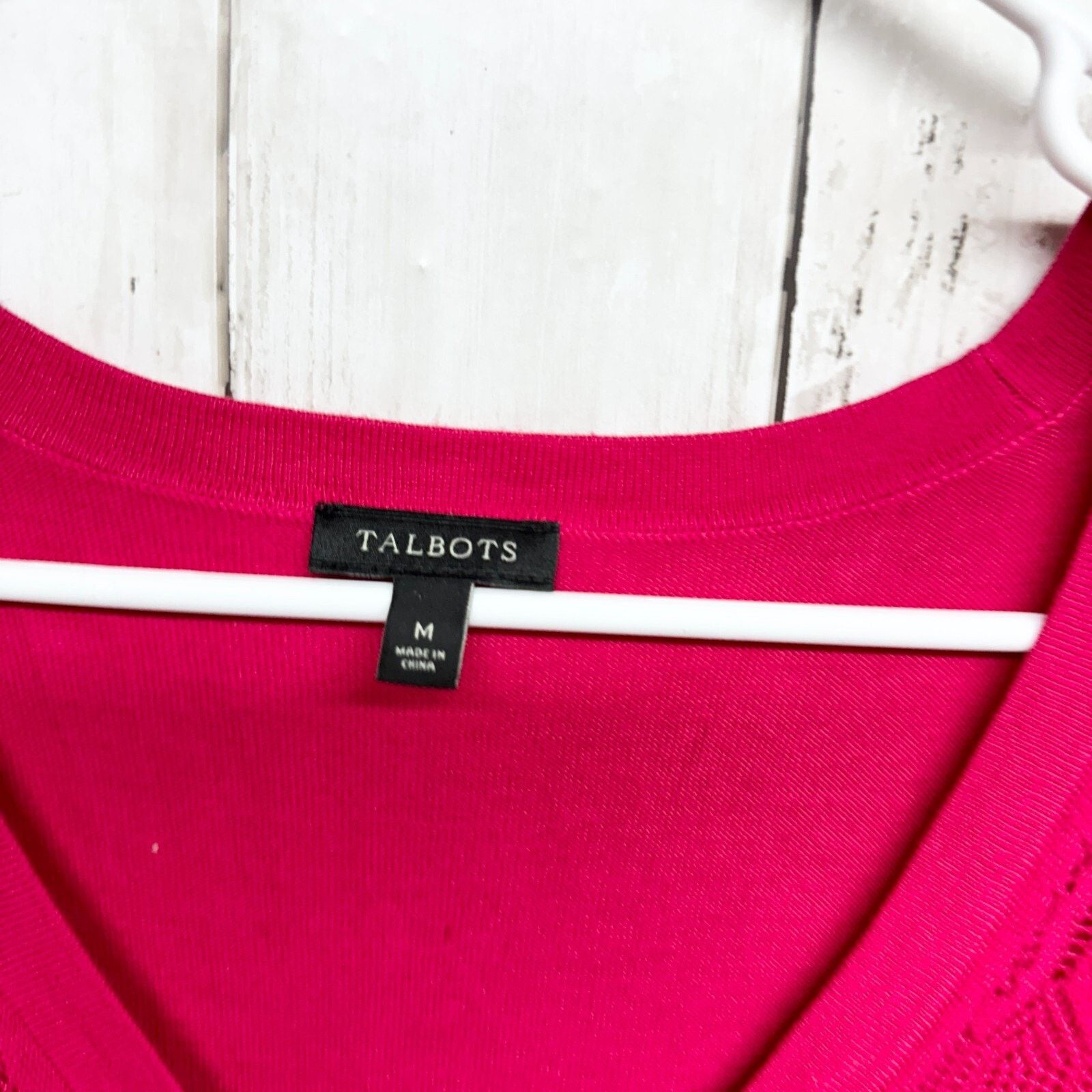 Other Talbots Shirt Medium Red Short Sleeve Textured V Neck Top Size M / US 6-8 / IT 42-44 - 2 Thumbnail