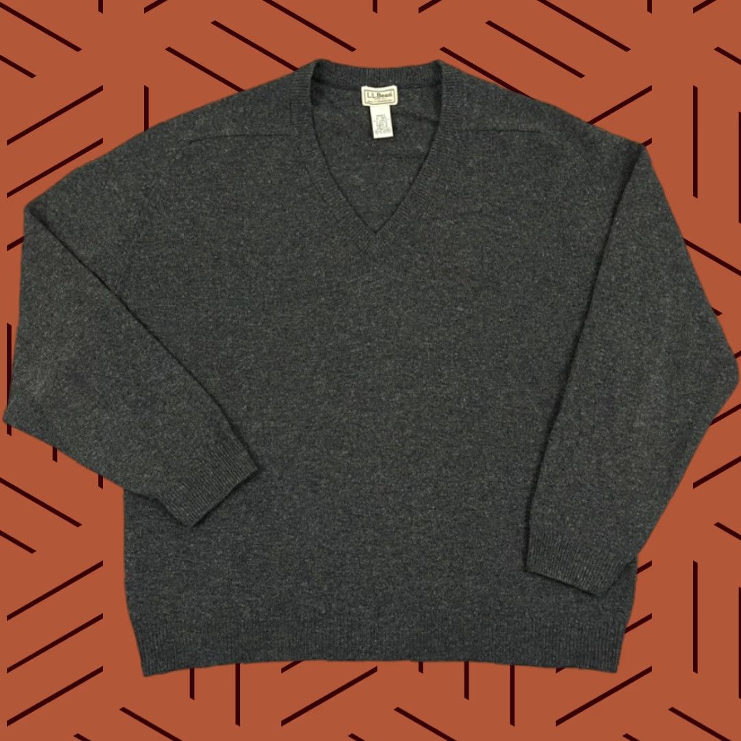 Vintage LL Bean Sweater Mens XL Gray Lambs Wool Knit Pullover V-Neck Long Sleeve Knit Style Pullover Outdoor Classic Wool Size US XL / EU 56 / 4 - 1 Thumbnail