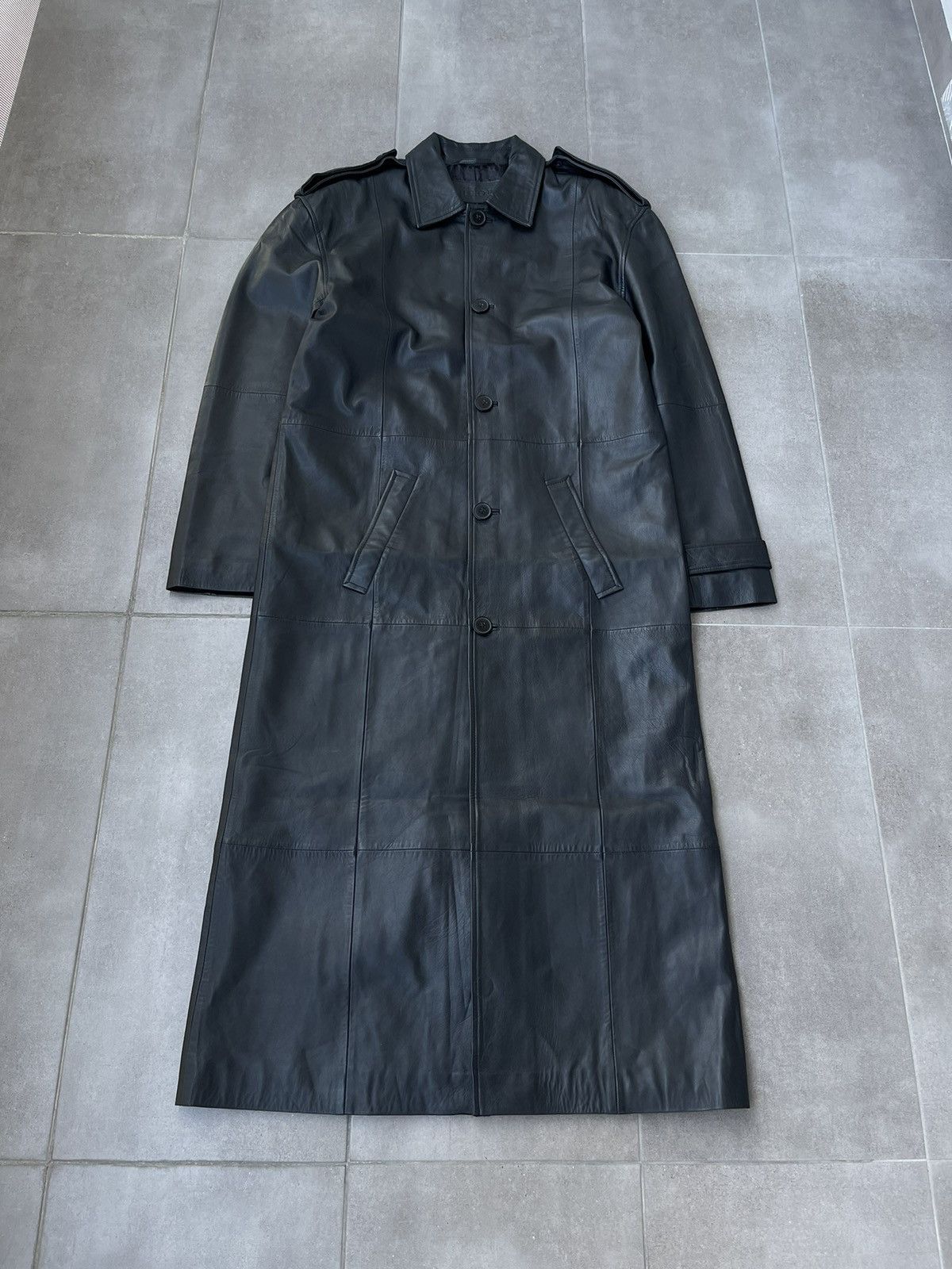 Leather !DS! AW22 Studio ID Long Paneled Leather Black Coat Size US M / EU 48-50 / 2 - 8 Thumbnail