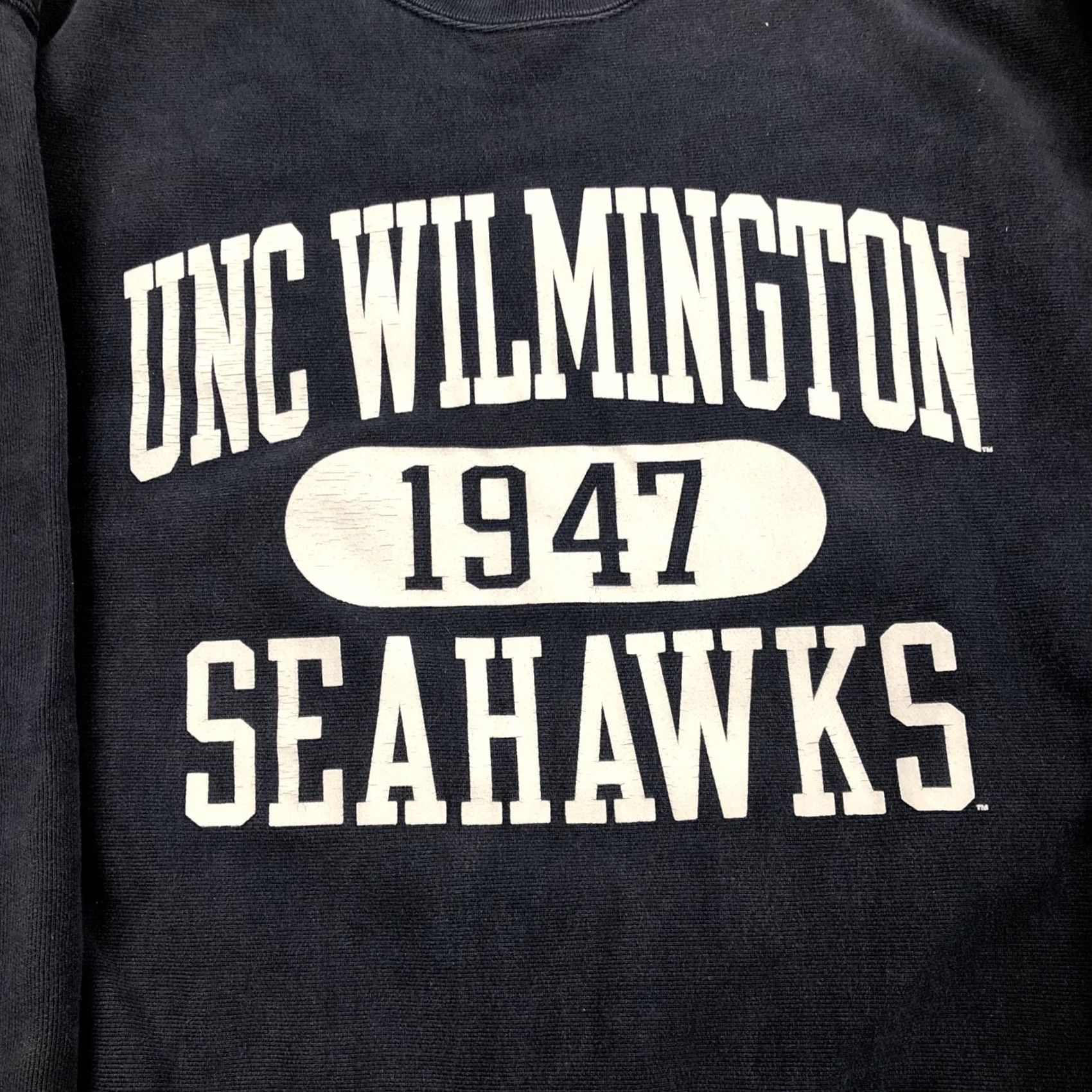 Champion VINTAGE Champion Reverse Weave UNC Wilmington Seahawks NCAA Sweatshirt Men Large Blue Regular Crew Neck Reversible 90s University Fans Mens Size US L / EU 52-54 / 3 - 2 Thumbnail