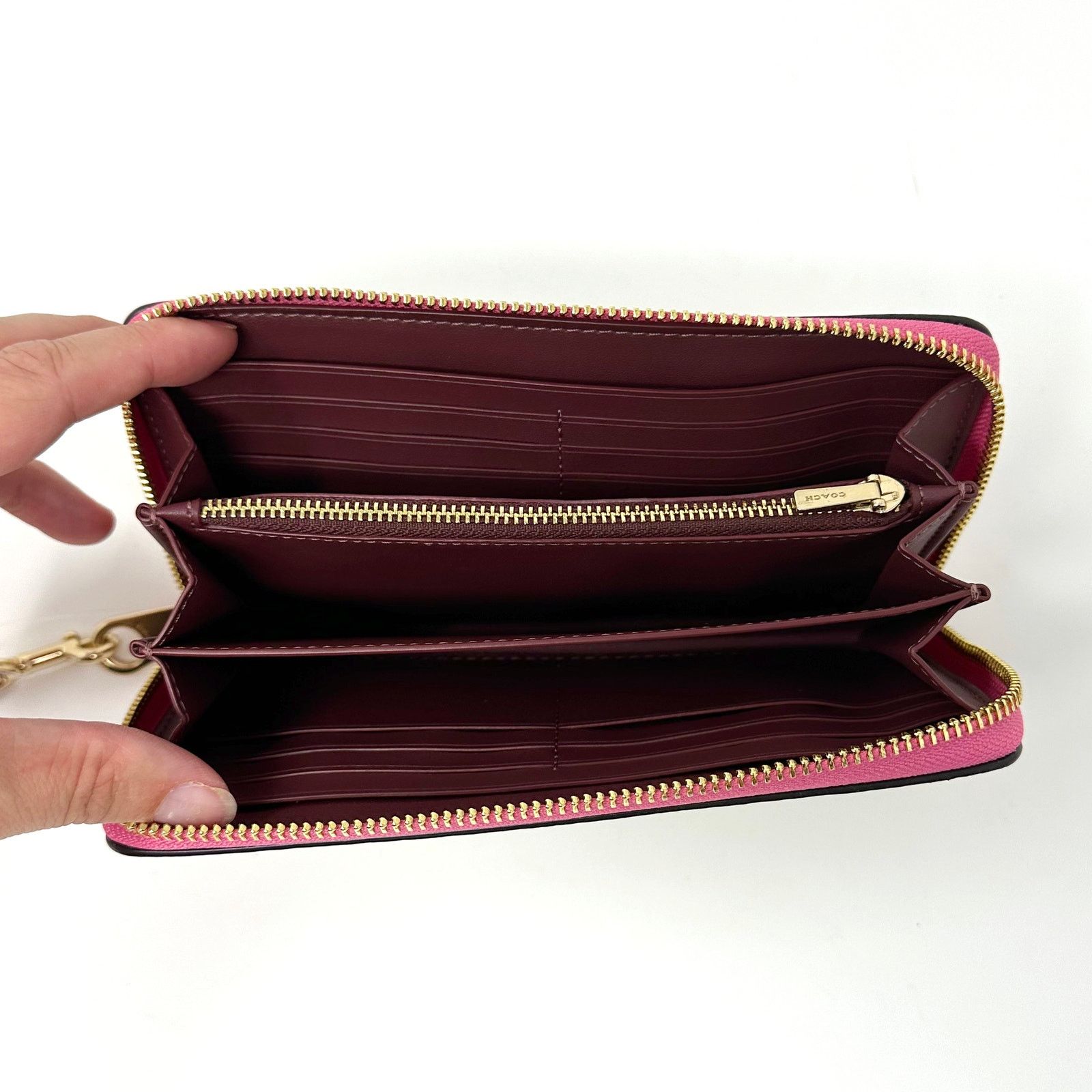 Coach Coach Long Zip Around Wallet in Signature Canvas Khaki C4452 Size ONE SIZE - 7 Thumbnail