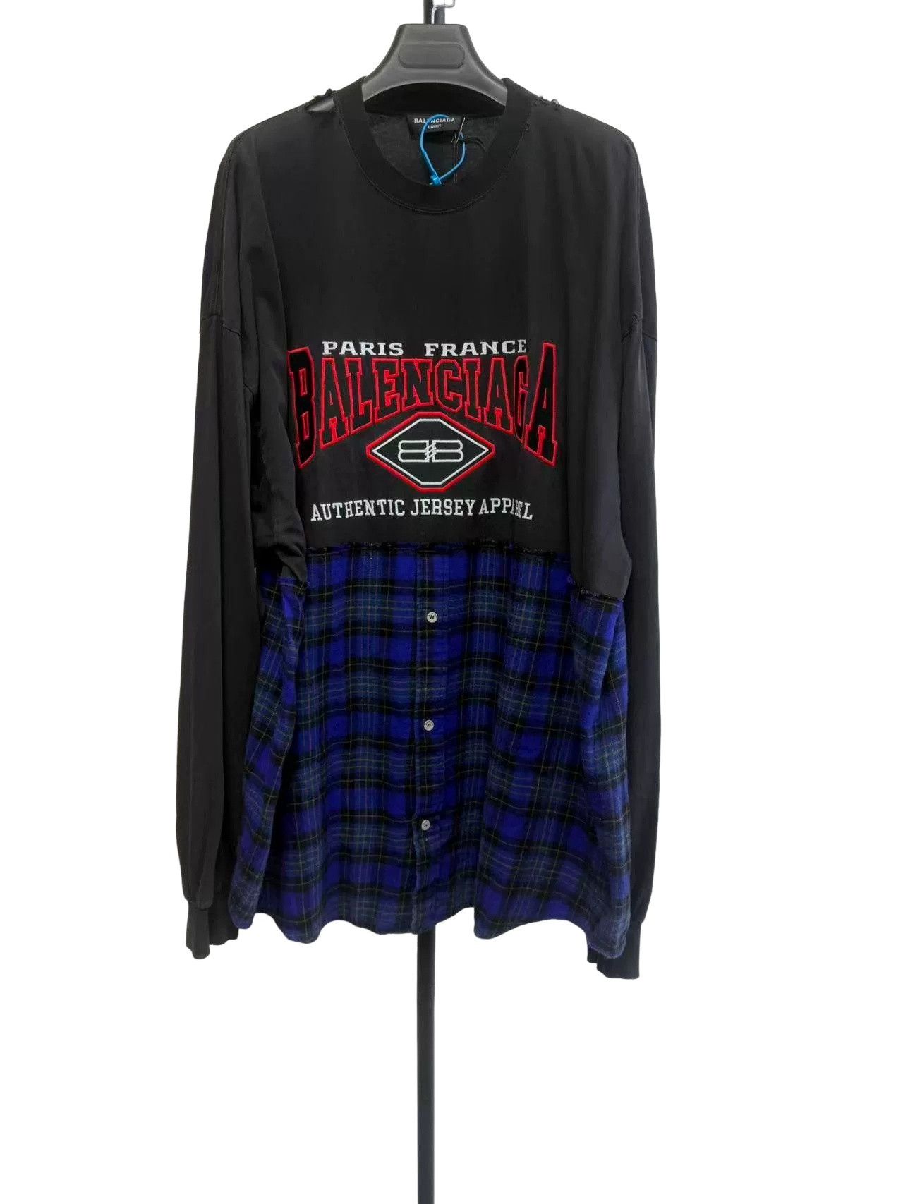 Balenciaga Balenciaga Hybrid Plaid Jersey Shirt Size 3 Size US L / EU 52-54 / 3 - 1 Thumbnail
