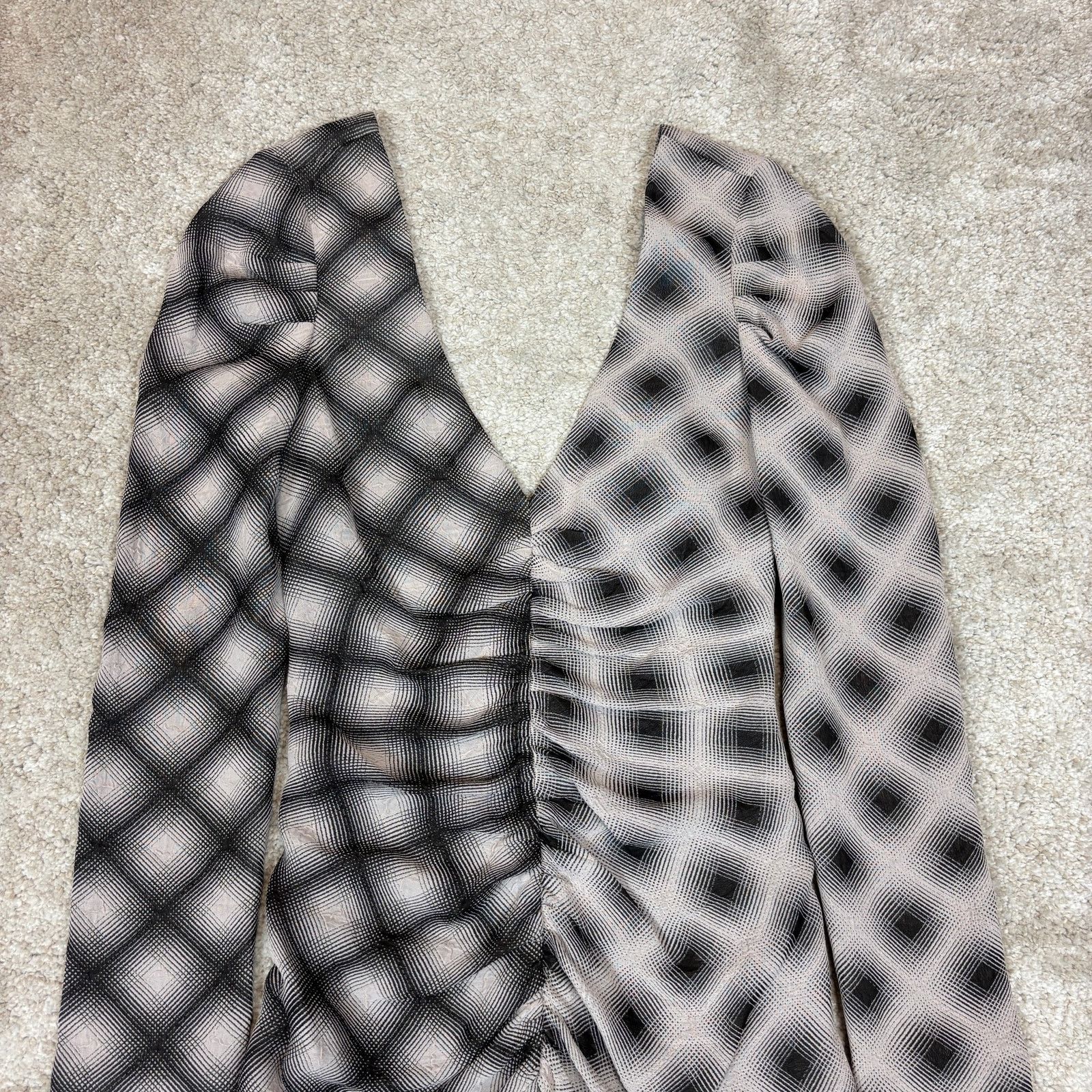 Eckhaus Latta Eckhaus Latta Beige and Black Ripple Dress A/W 19 Women's 2 Size XS / US 0-2 / IT 36-38 - 2 Thumbnail