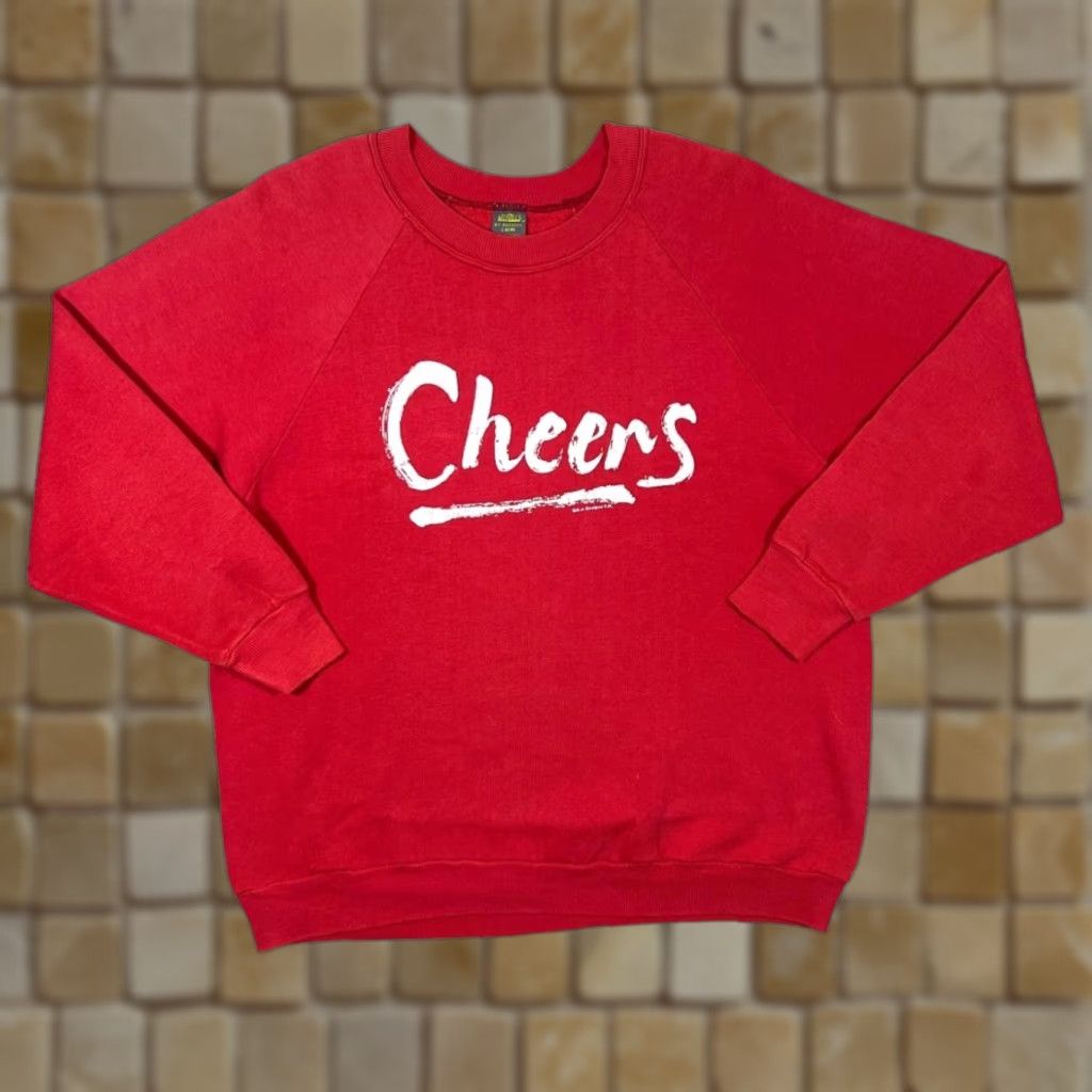 Jerzees VINTAGE Jerzees CHEERS Souvenir Spellout Graphic Red Crewneck Sweatshirt M Mens Size US M / EU 48-50 / 2 - 1 Thumbnail