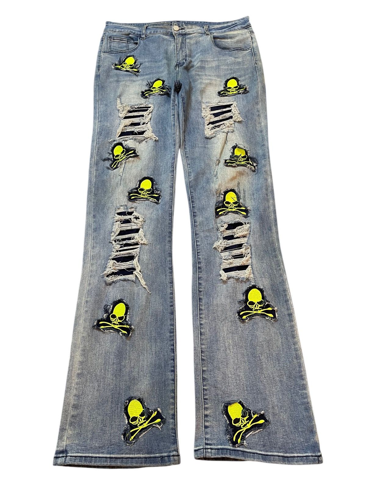 KMRii Japanese Brand Seditionaries Skull Patches Distress Jeans Size US 34 / EU 50 - 1 Thumbnail