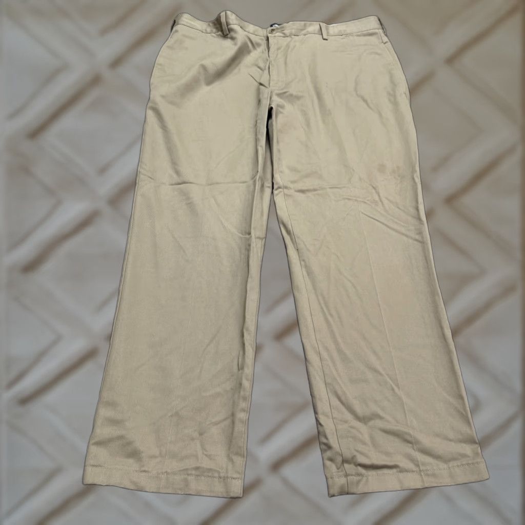 Lands' End LANDS' END Tailor Fit Chino Pants Mens 38x29 Khaki Brown Cotton Straight Classic, Regular, 38, Brown, Vintage No, Men Size US 38 / EU 54 - 1 Thumbnail
