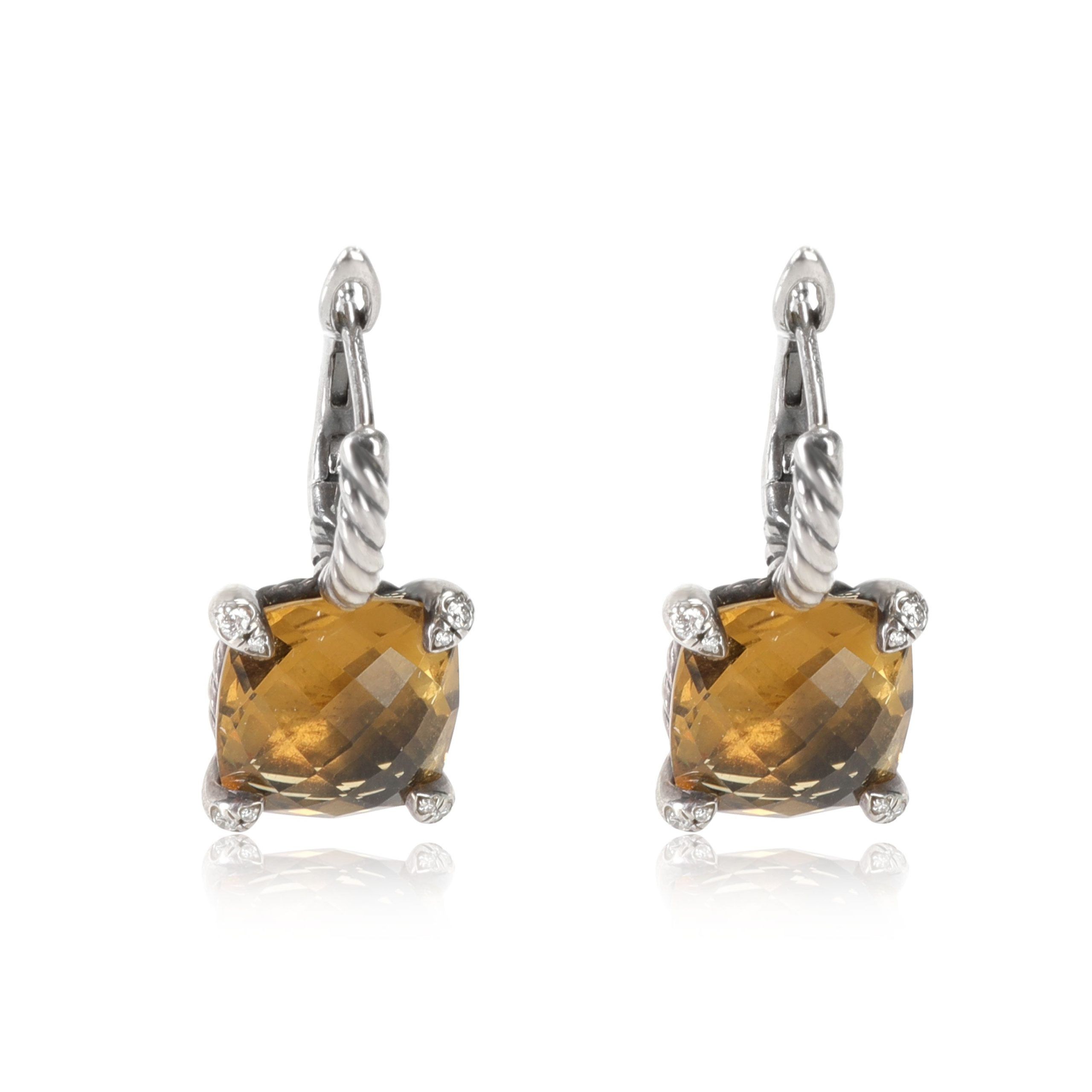 David Yurman Chatelaine Citrine Diamond Earrings in Sterling Silver 0.1 CTW