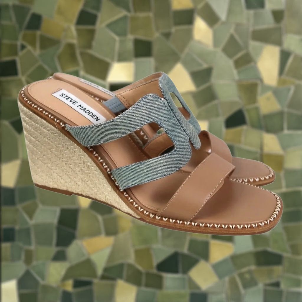 Steve Madden Steve Madden Sandal Women Tan Leather Espadrille Wedge Heel Hopeful 9.5 Size US 10 / IT 40 - 1 Thumbnail