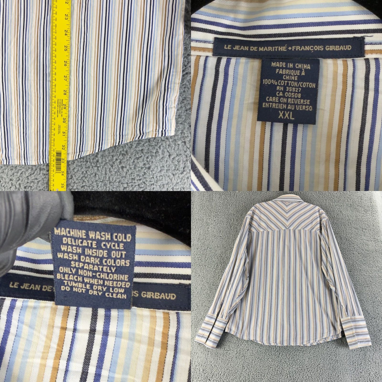 Vintage Marithe Francois Girbaud Button-Up Shirt Mens XXL Blue Stripe LS Size US XXL / EU 58 / 5 - 8 Thumbnail