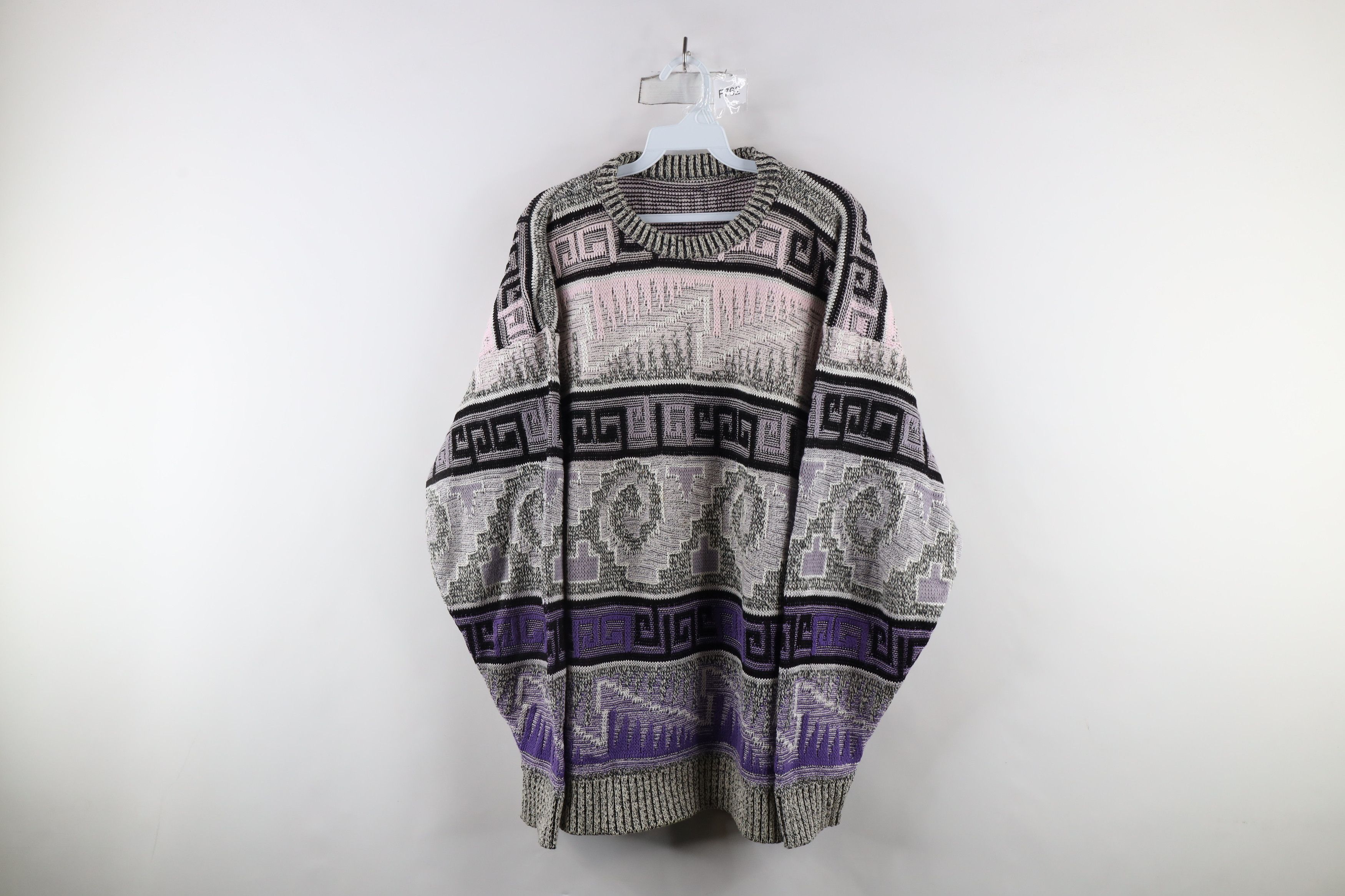 Vintage Vintage 90s Coogi Style Geometric Chunky Grandpa Sweater Size US XL / EU 56 / 4 - 1 Thumbnail
