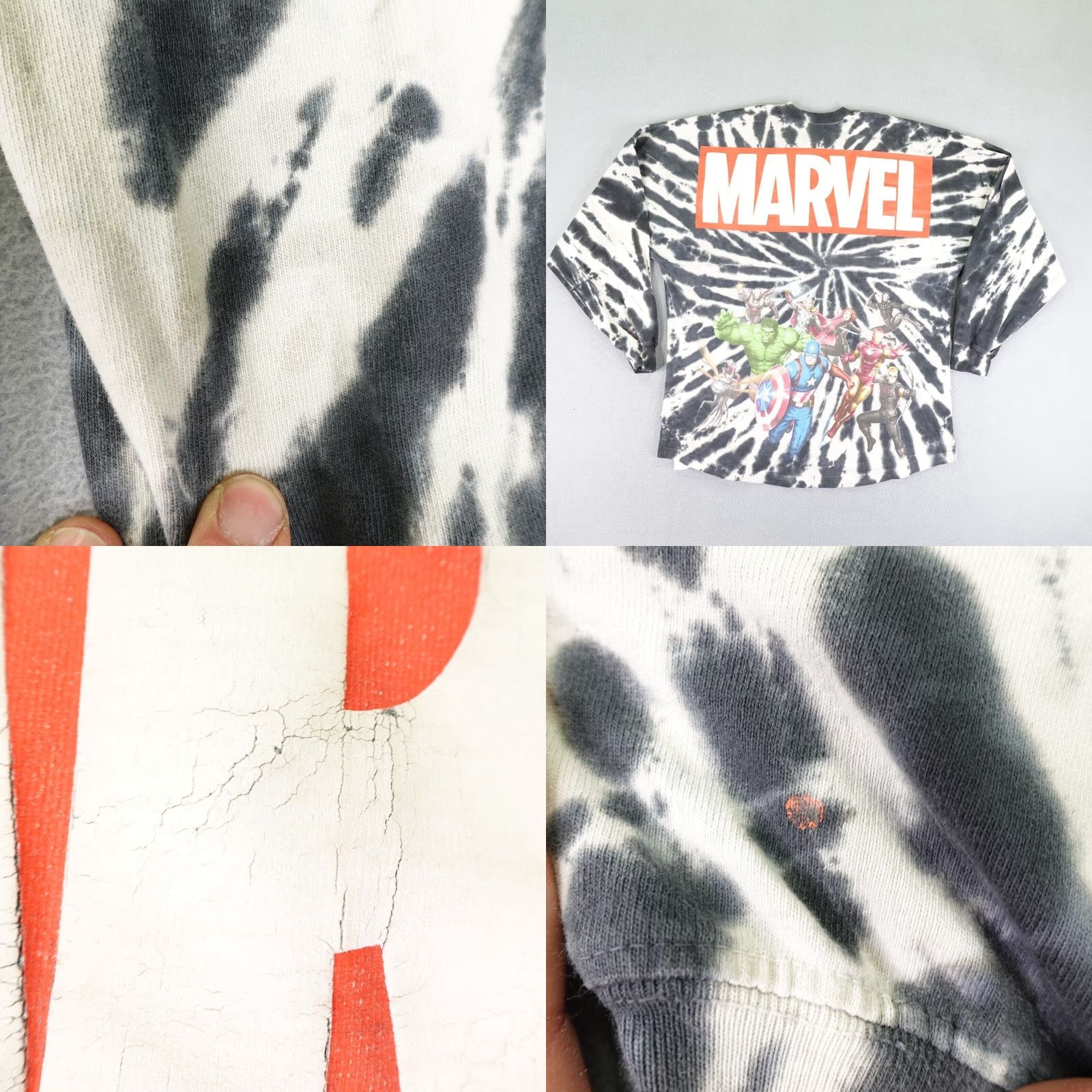Vintage Marvel Shirt Mens Medium Gray White Tie Dye Super Heroes Avengers Spirit Jersey Size US M / EU 48-50 / 2 - 8 Thumbnail