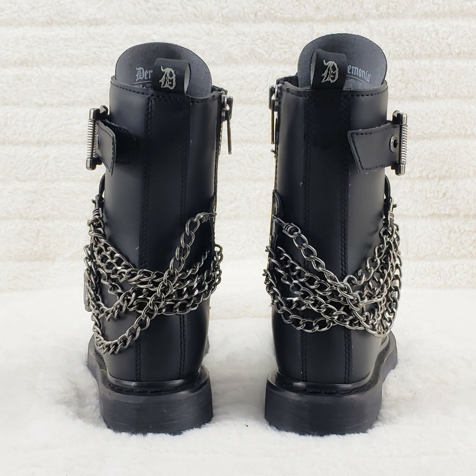 Demonia Cult DEMONIA Bolt 250 Goth Combat Biker Ankle Boots Black Matte M Size US 7 / EU 40 - 3 Thumbnail