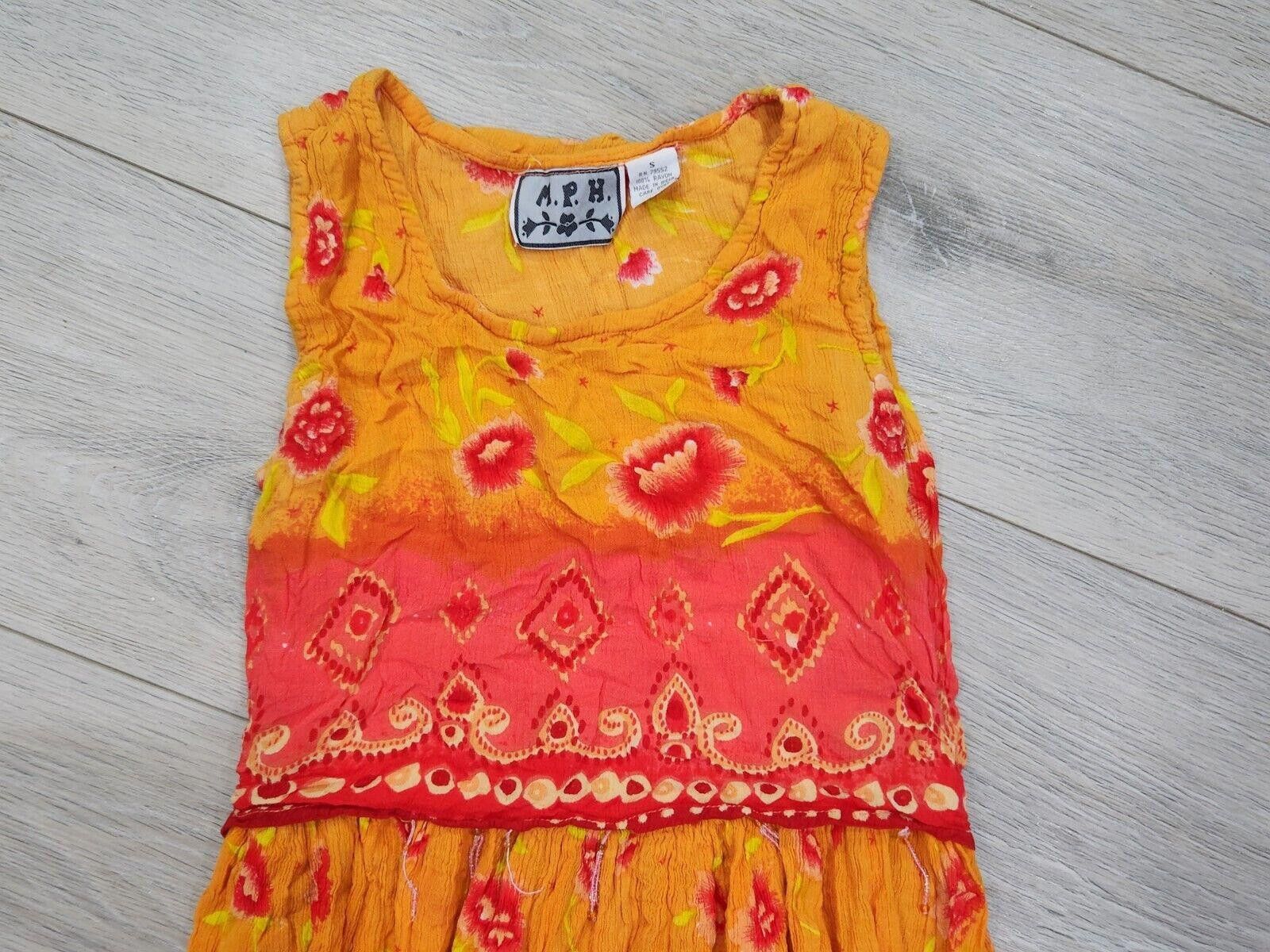 Designer M.P.H Dress Small Vintage Orange Red Beaded Long Hippie Boho Size S / US 4 / IT 40 - 4 Thumbnail