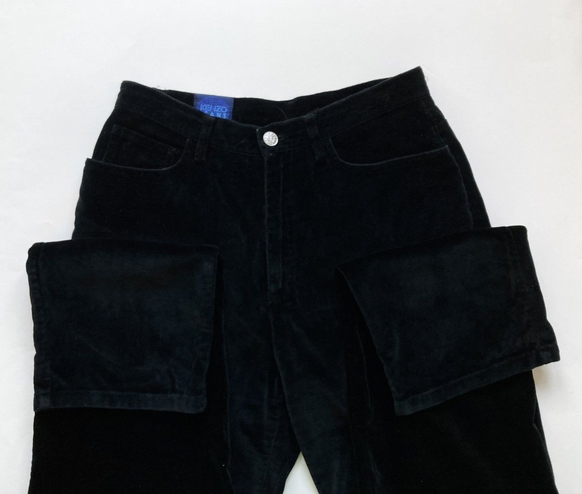 Kenzo Black Velour High-Waisted Trousers Kenzo Jeans – Size (EU)40 Size 30" / US 8 / IT 44 - 6 Thumbnail