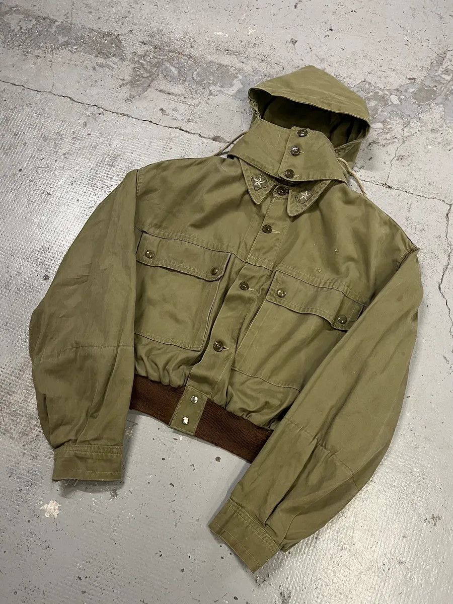 Vintage 1980s Vintage Military Green Buttoned Hooded Jacket Size US S / EU 44-46 / 1 - 4 Thumbnail