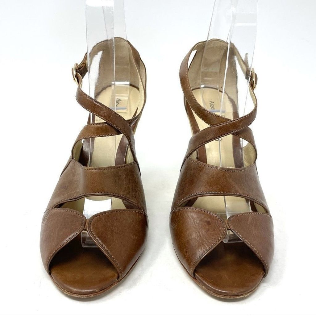 Alexandre Birman Alexandre Birman Brown Leather Raffia Wedge Sandals EU 38.5 Size US 8.5 / IT 38.5 - 3 Thumbnail