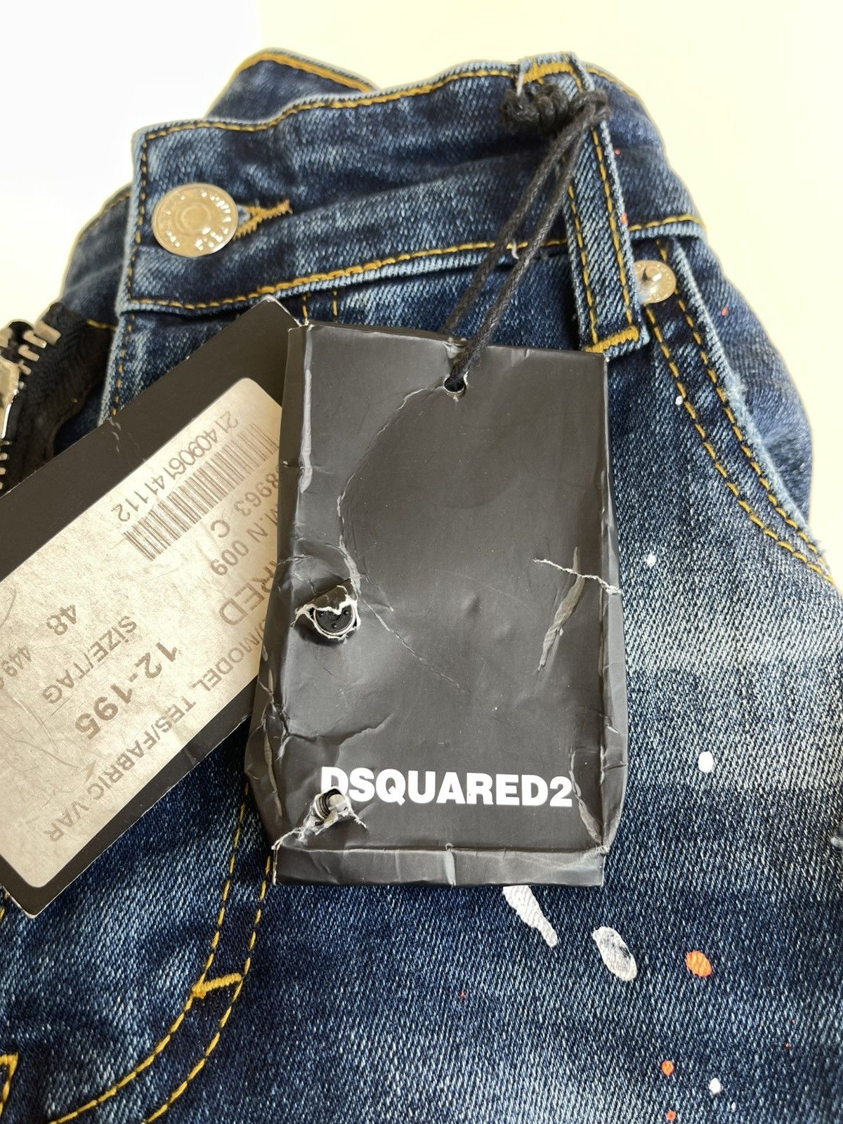Dsquared2 Icon Slim Jean Distressed Wash Denim Paint-Splattered Jeans Size US 32 / EU 48 - 20 Thumbnail
