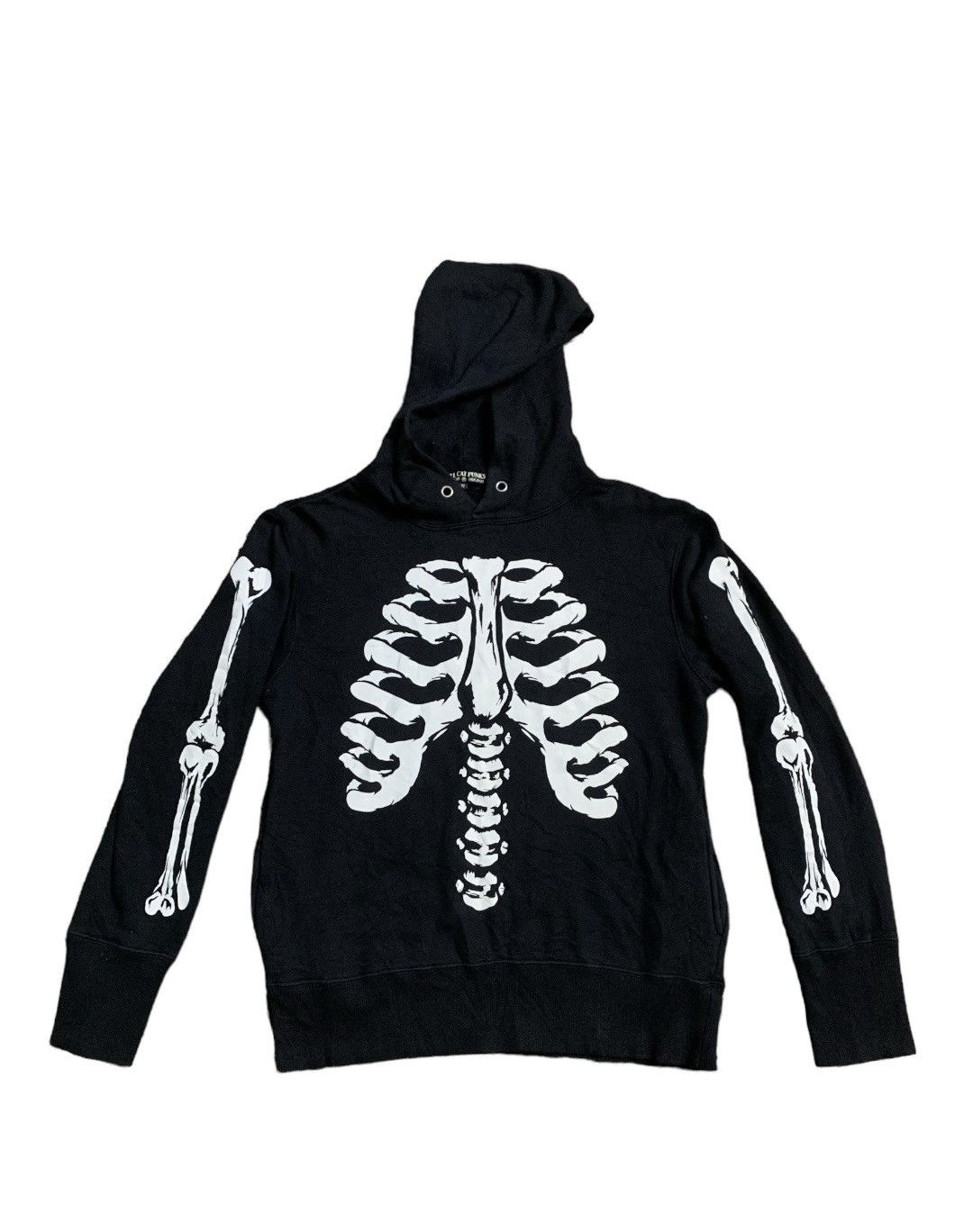 image of Hysteric Glamour x If Six Was Nine Skaleton Hell Cat Punks Not Dead Hoodie Inspired Kapital in Blac