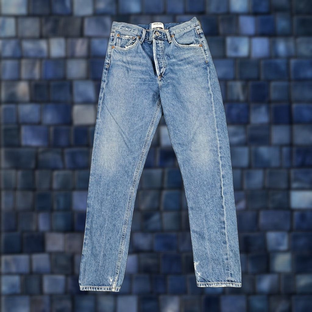 Agolde AGOLDE Jeans Womens 26 Blue High Rise Straight Distressed Button Fly Denim Jeans Size 26" / US 2 / IT 38 - 1 Thumbnail