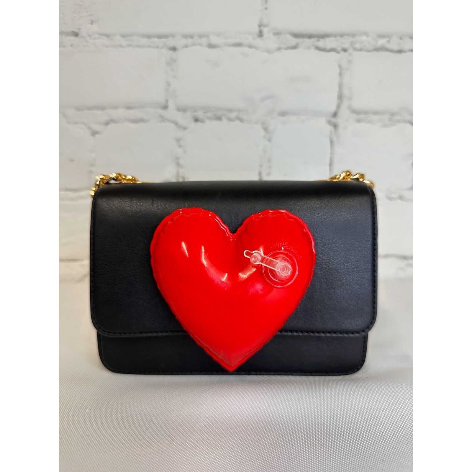 Moschino SS23 MOSCHINO Couture Jeremy Scott Black Leather Red Heart Size ONE SIZE - 3 Thumbnail