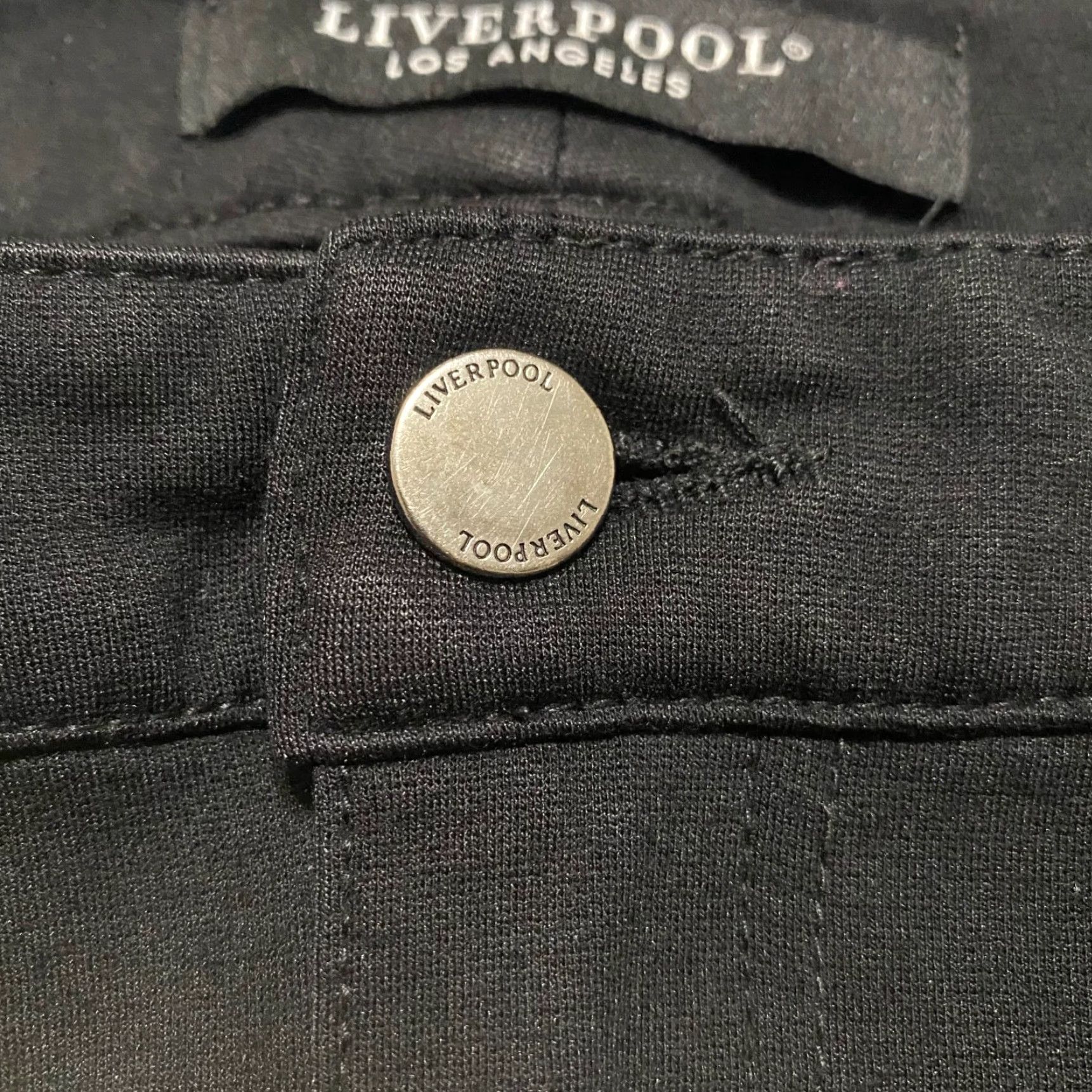 Vintage Liverpool Jeans Pants Womens 12 Black Stretch Skinny Ankle Mid Rise 26 Inseam Nylon Viscose Spandex Solid Size 34" / US 12 / IT 48 - 4 Thumbnail