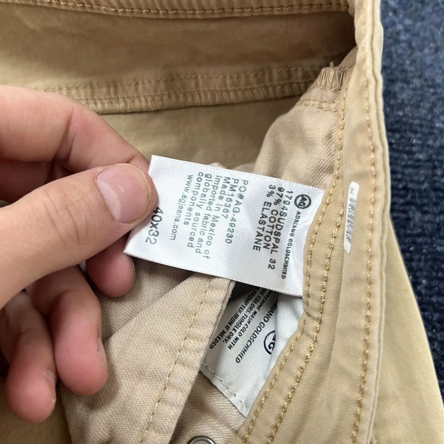 Vintage AG Adriano Goldschmied Pants Mens 40x32 Tan Everett Slim Straight Stretch Casual Size US 40 / EU 56 - 3 Thumbnail