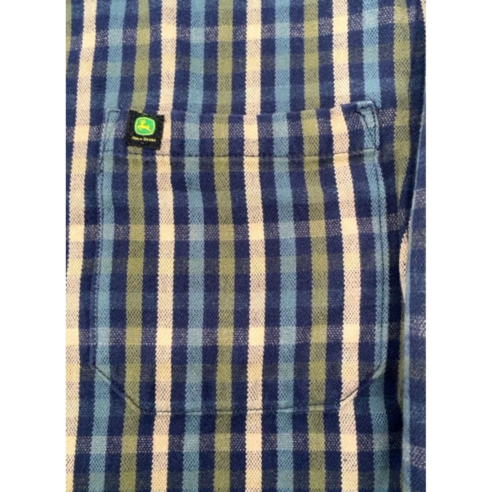 John Deere John Deere Mens Medium Long Sleeve Button-Up Striped Flannel 100% Cotton Shirt Size US XL / EU 56 / 4 - 4 Thumbnail