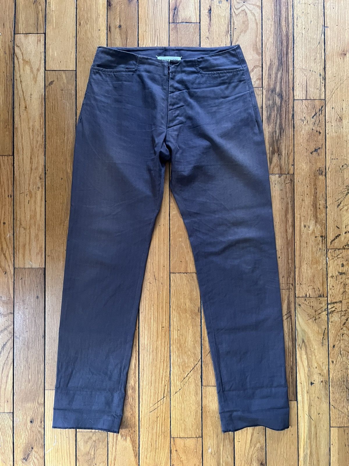 Margiela Cotton Linen Herringbone Workwear Pants