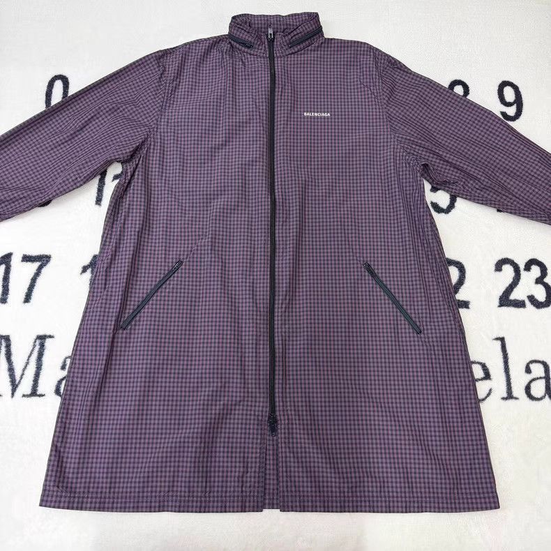 Balenciaga Purple Checkered Long Zip-Up Jacket XL Size US XL / EU 56 / 4 - 1 Thumbnail