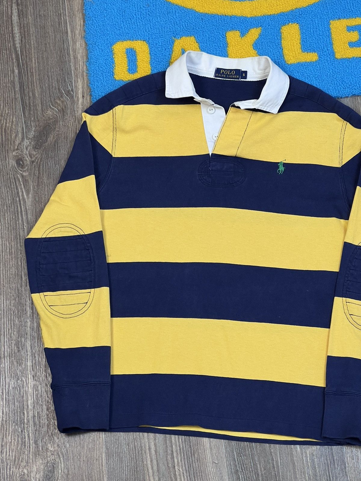 Polo Ralph Lauren × Rugby Ralph Lauren × Vintage Polo Ralph Lauren Yellow Blue Rugby Polo Long Sleeve Shirt Size US S / EU 44-46 / 1 - 3 Thumbnail