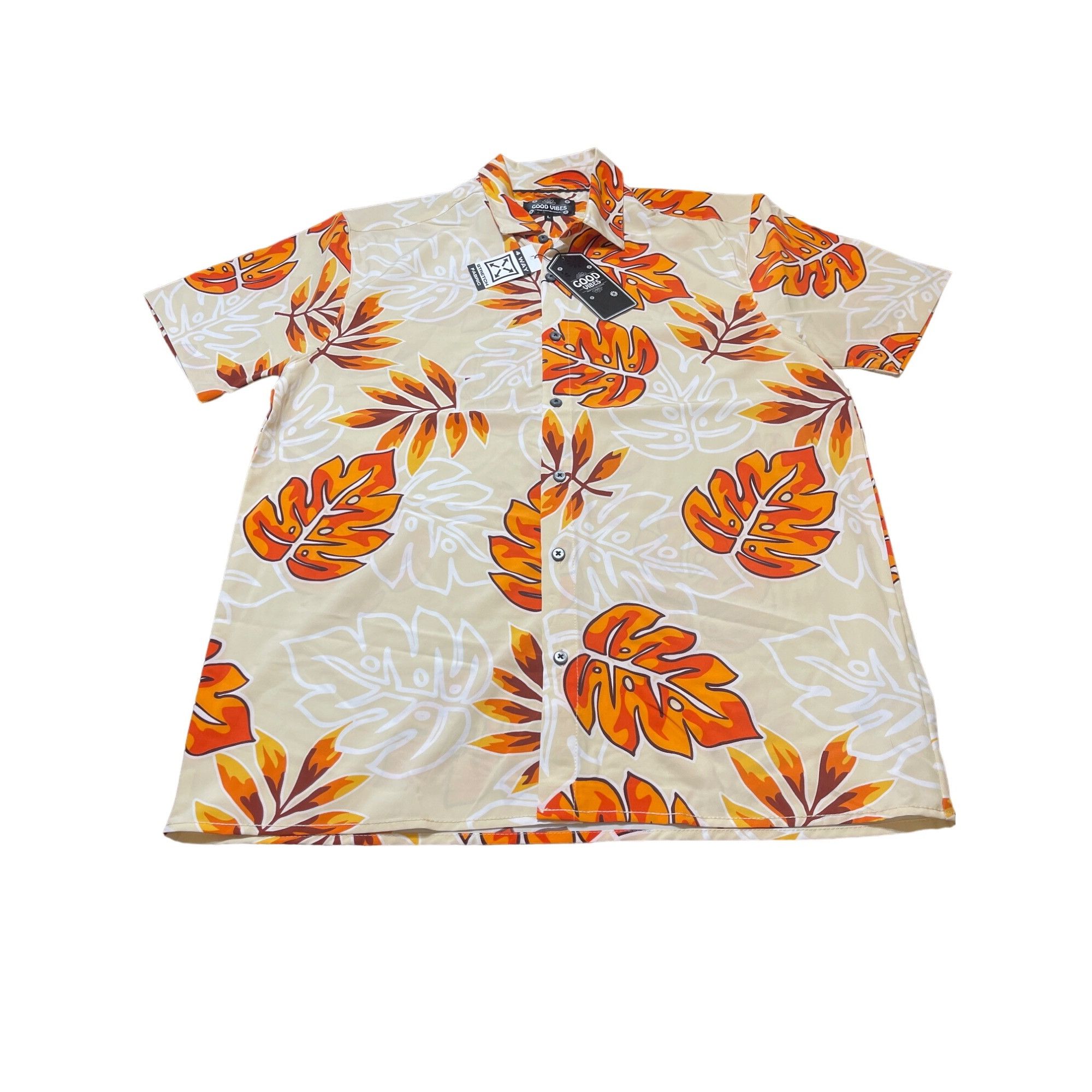 Other Good Vibes Hawaiian Shirt Large Ecru Rust Stretch Short Slee Size US L / EU 52-54 / 3 - 1 Thumbnail