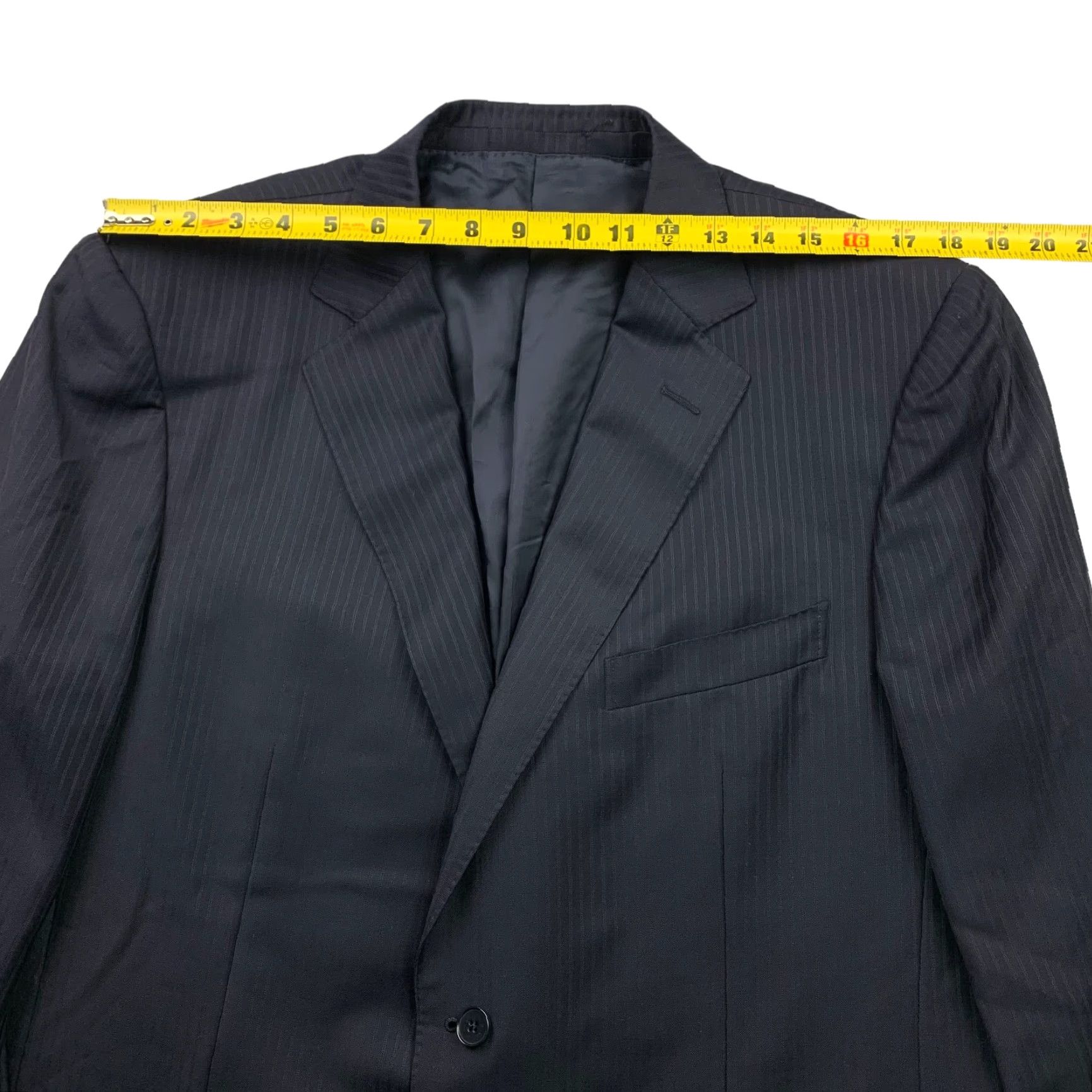 Ermenegildo Zegna VINTAGE Ermenegildo Zegna Blazer Men Navy Stripe 100% Wool Trofeo 44L Two-Button Single-Breasted Cancer? Size 44R - 7 Thumbnail