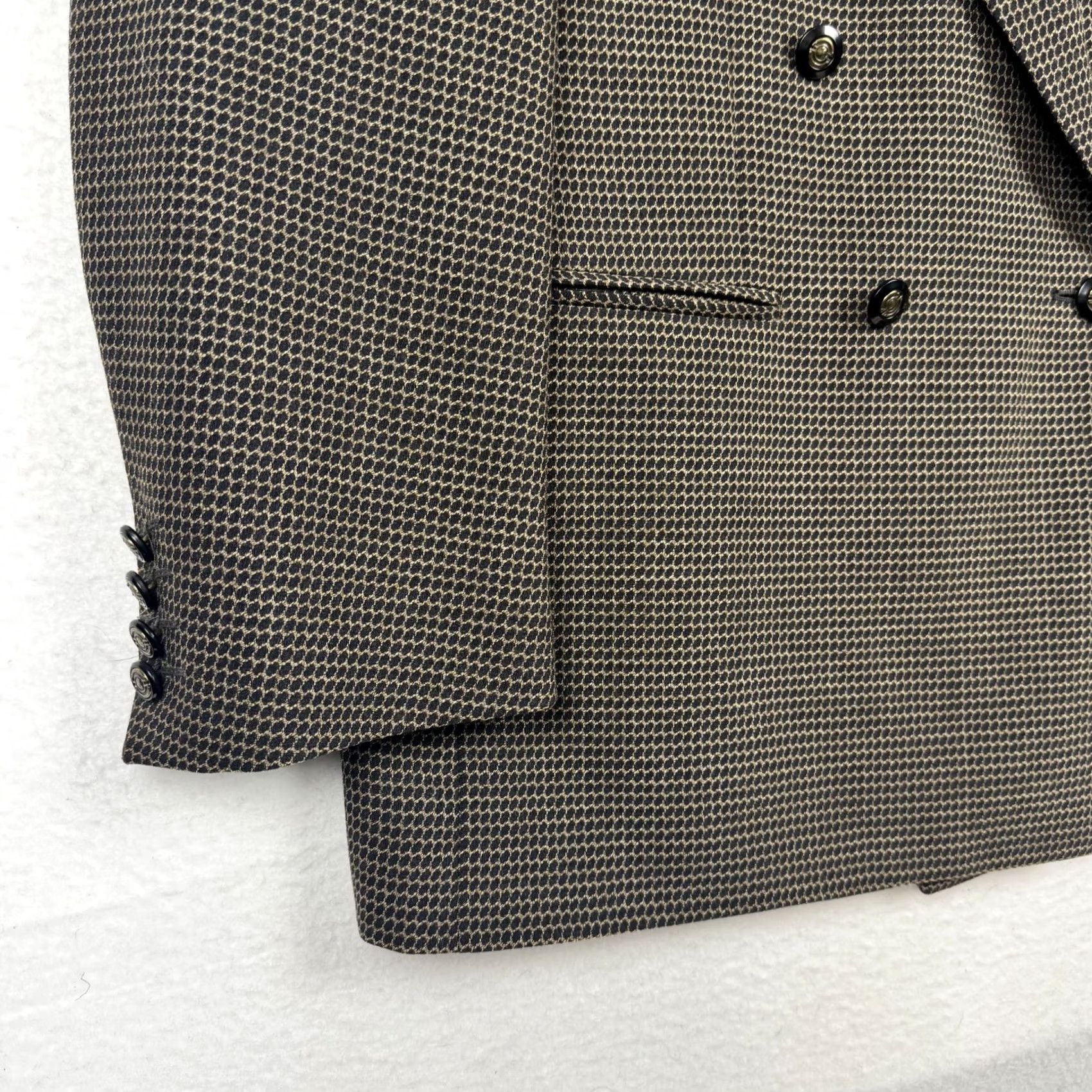 Doublet Bernini Wool 42 US/52 IT Double Breasted Blazer Coat Geometric 2 Piece Men Suit Jacket VINTAGE No Size 42R - 2 Thumbnail