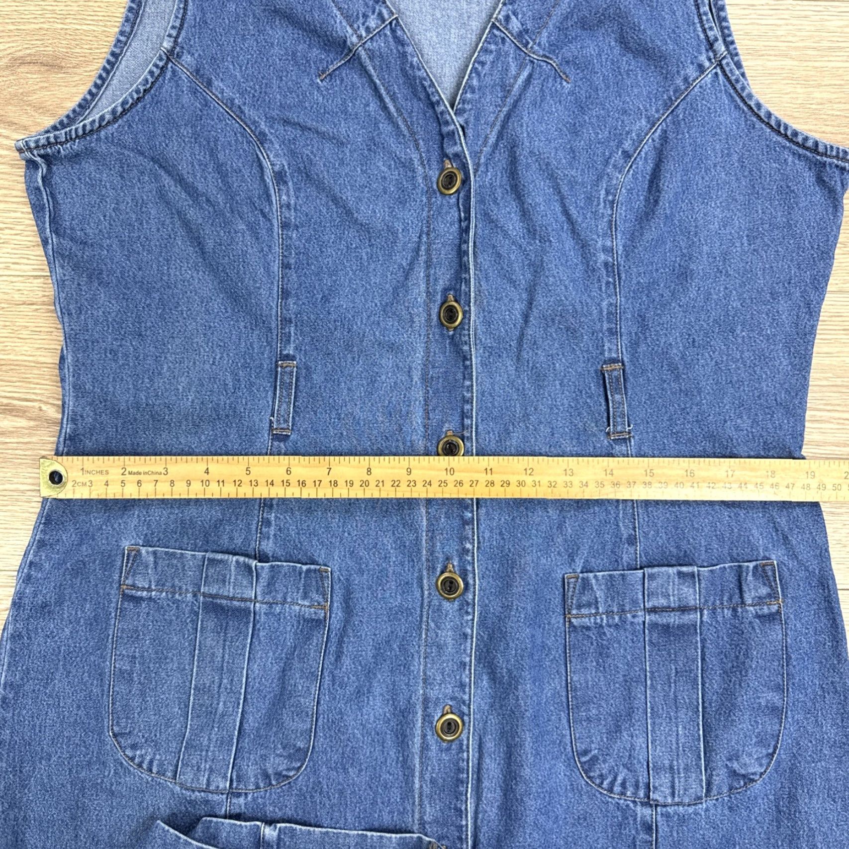 Denime St Johns Bay Denim Maxi Dress Sleeveless Button Up Pockets Blue 12 Women Vintage Y2K Size 34" / US 12 / IT 48 - 5 Thumbnail