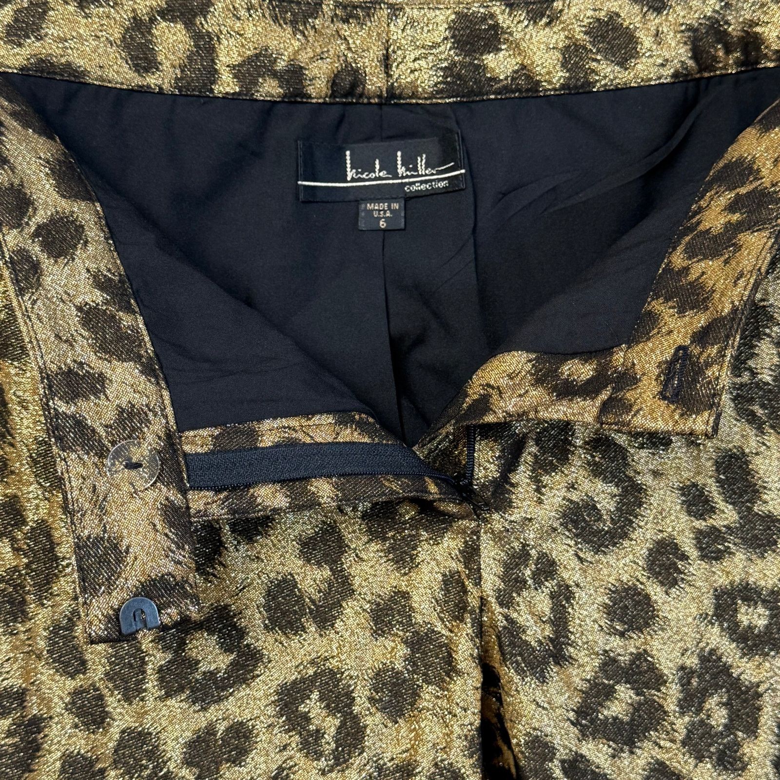 Nicole Miller Nicole Miller Gold Leopard Print Straight Leg Size 6 Size 28" / US 6 / IT 42 - 4 Thumbnail