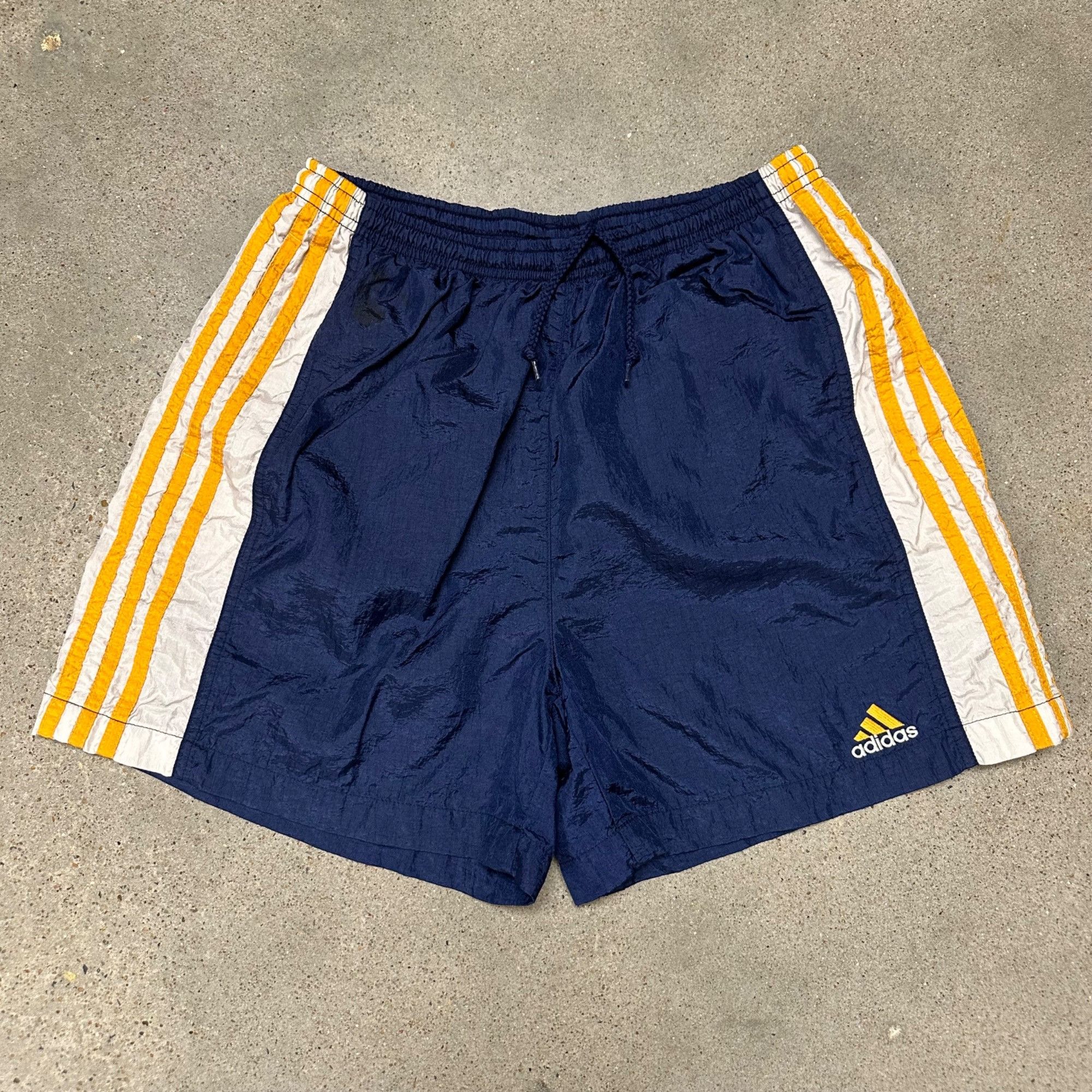 Adidas × Vintage Vintage 90s Adidas Three Stripes Nylon Shorts Size US 32 / EU 48 - 1 Thumbnail