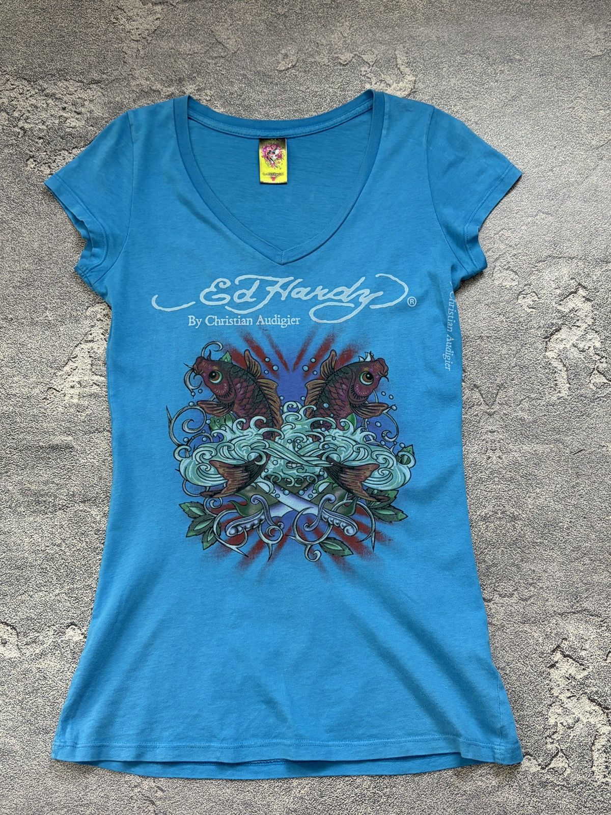 Ed Hardy Ed Hardy Koi Fish Tattoo Graphic T-Shirt Blue Women’s S Size S / US 4 / IT 40 - 1 Thumbnail