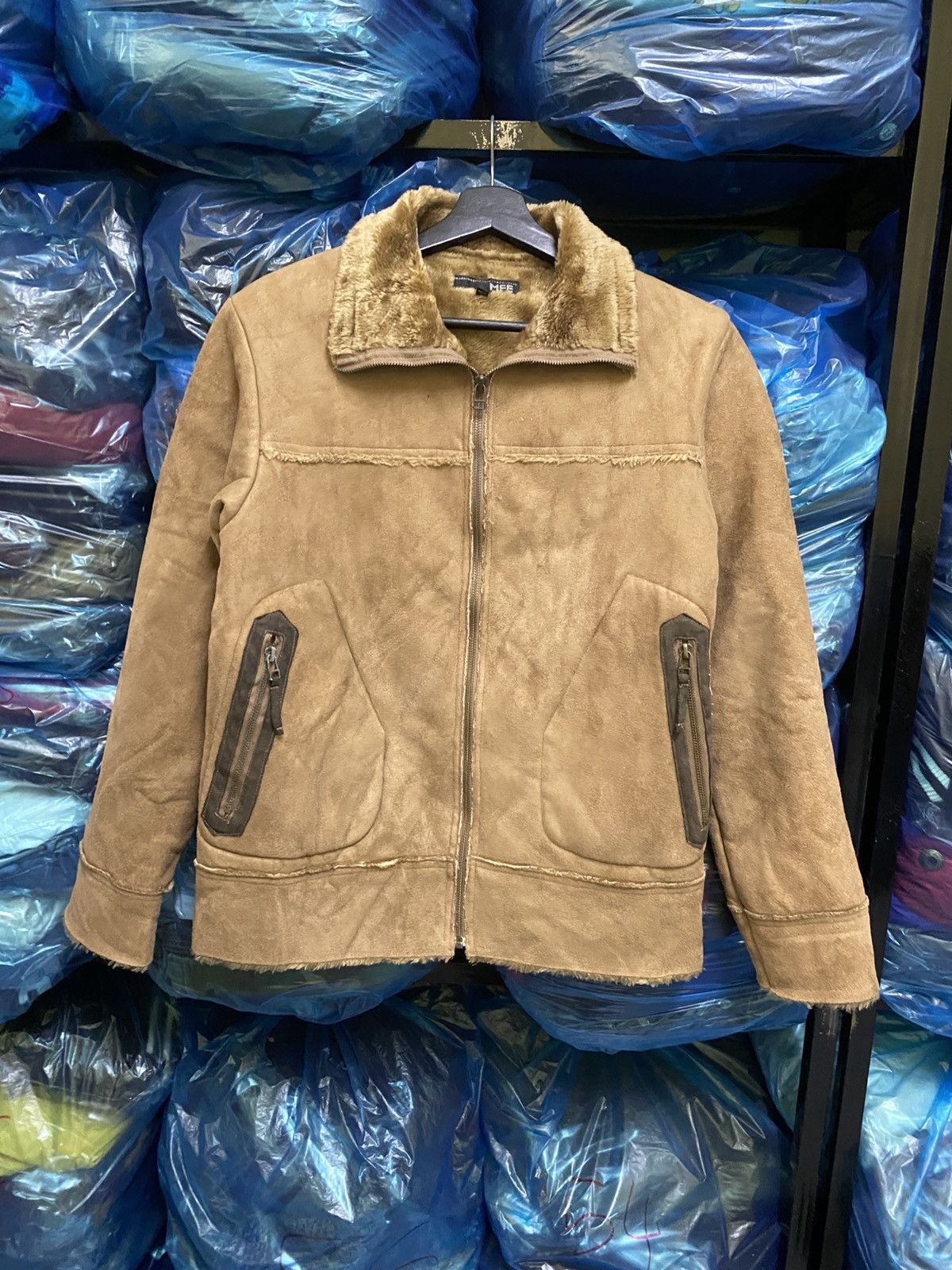 Japanese Brand Vintage MFE Faux Shearling Jacket - Men’s Tan Winter Size US S / EU 44-46 / 1 - 3 Thumbnail