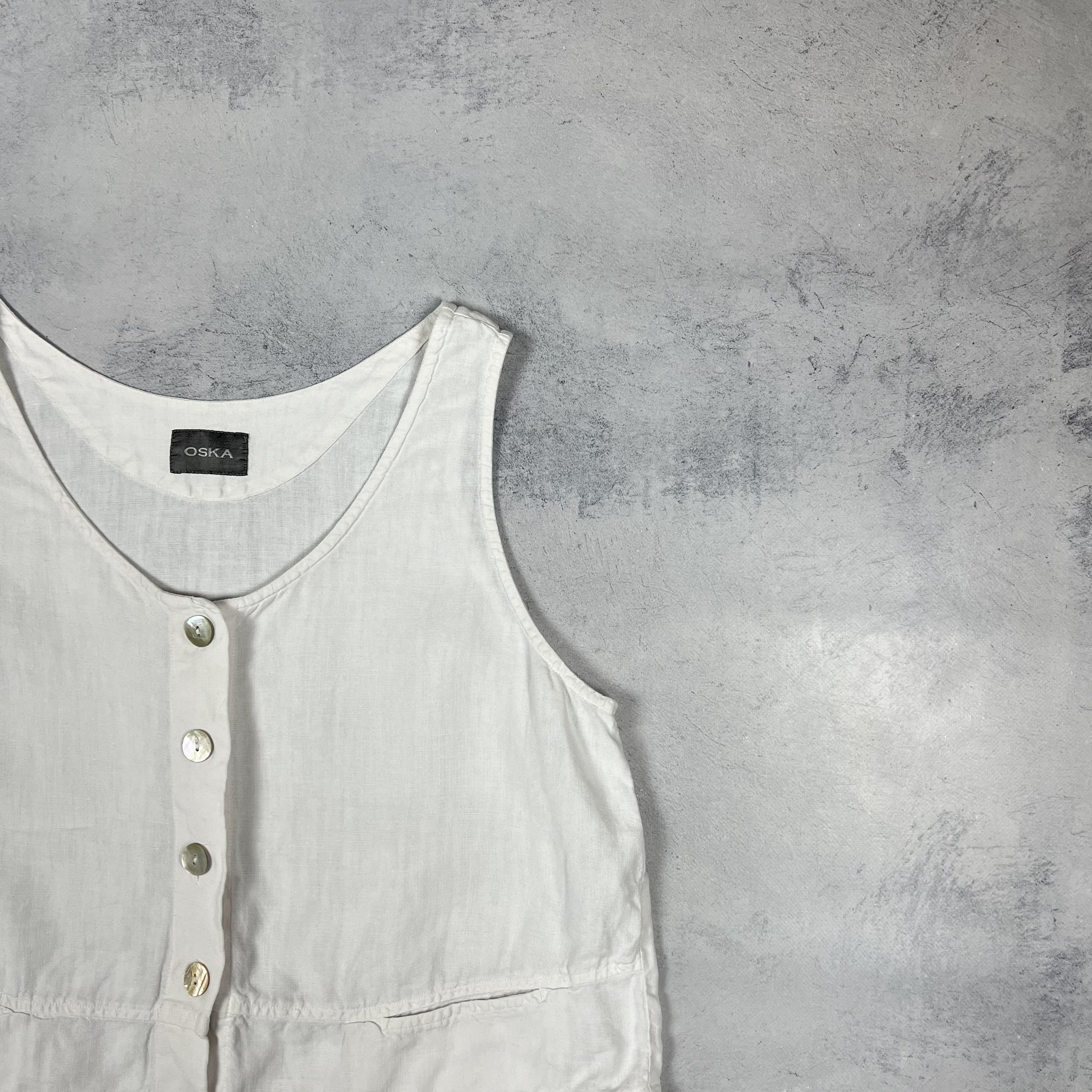 OSKA Ladies OSKA Avant-Garde Linen Sleeveless Cropped Top Gilet Size L / US 10 / IT 46 - 3 Thumbnail