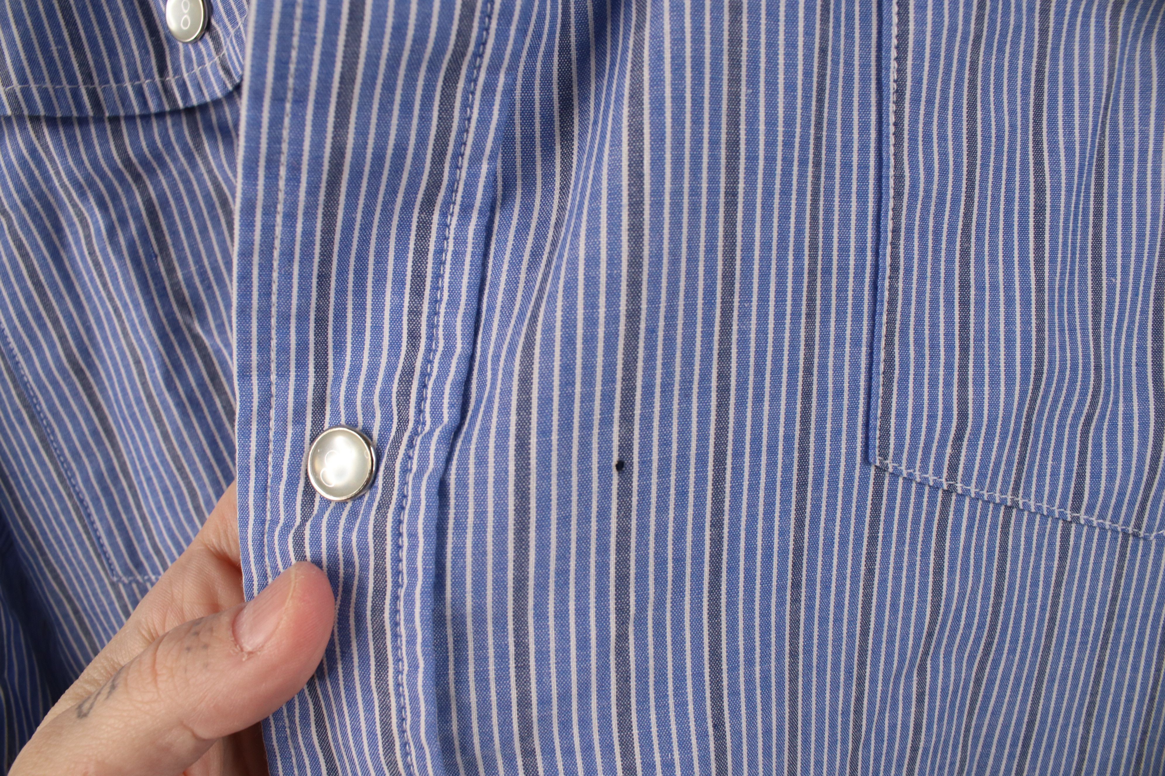 Vintage Vintage 90s Streetwear Striped Pearl Snap Button Shirt Blue Size US XXL / EU 58 / 5 - 5 Thumbnail